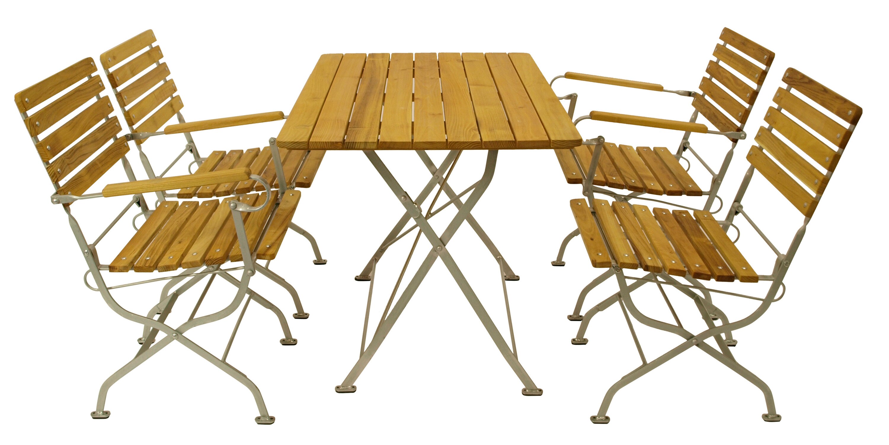 DEGAMO Klappgarnitur PASSAU 5-teilig, Flachstahl verzinkt + Robinie, klappbar - Bild 1