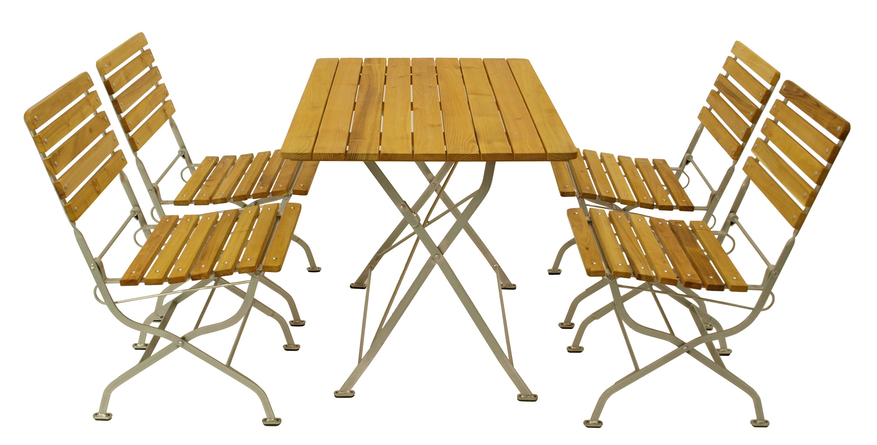 DEGAMO Klappgarnitur PASSAU 5-teilig, Flachstahl verzinkt + Robinie, klappbar - Bild 1