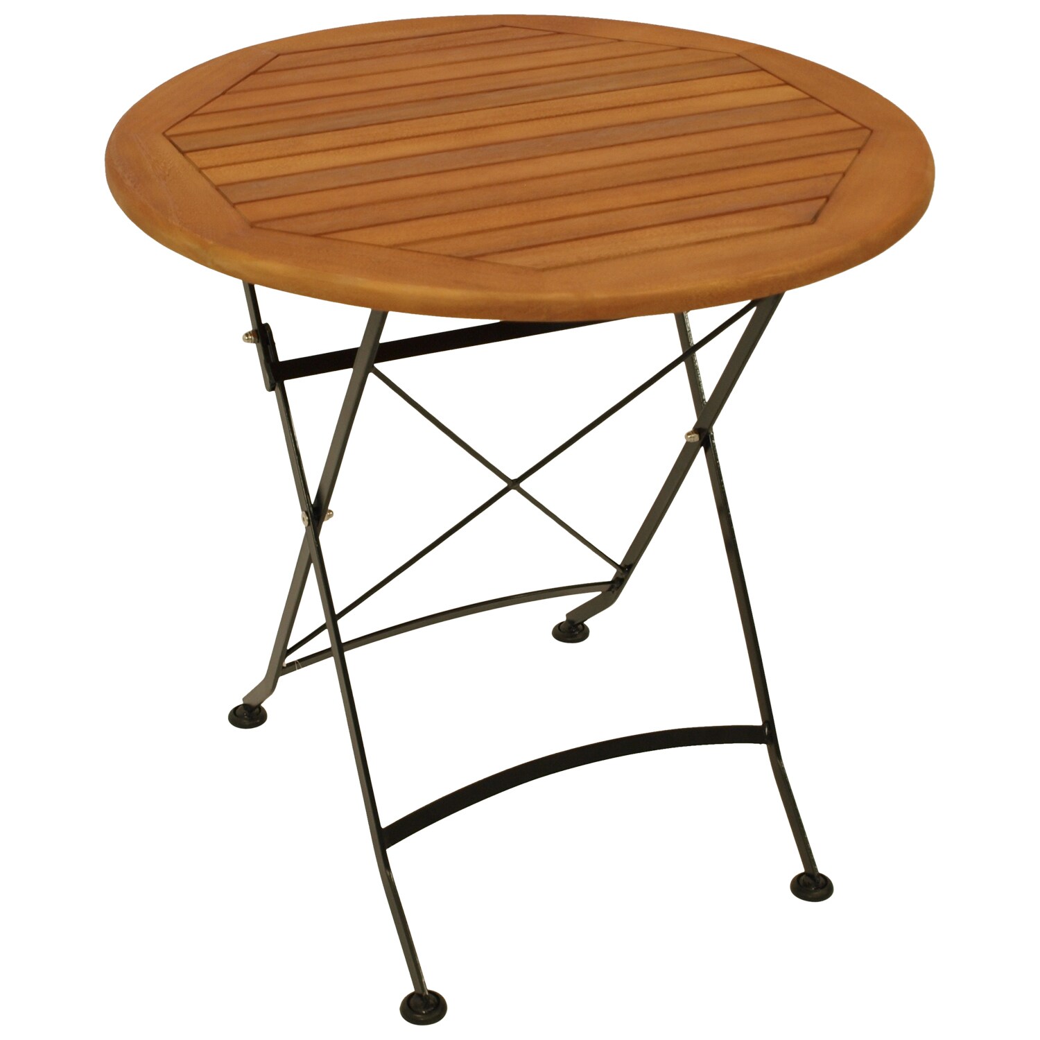 DEGAMO Klapptisch HOFGARTEN 75cm rund, Flachstahl schwarz + Eukaylptus, FSC&reg;-zertifiziert - Bild 1