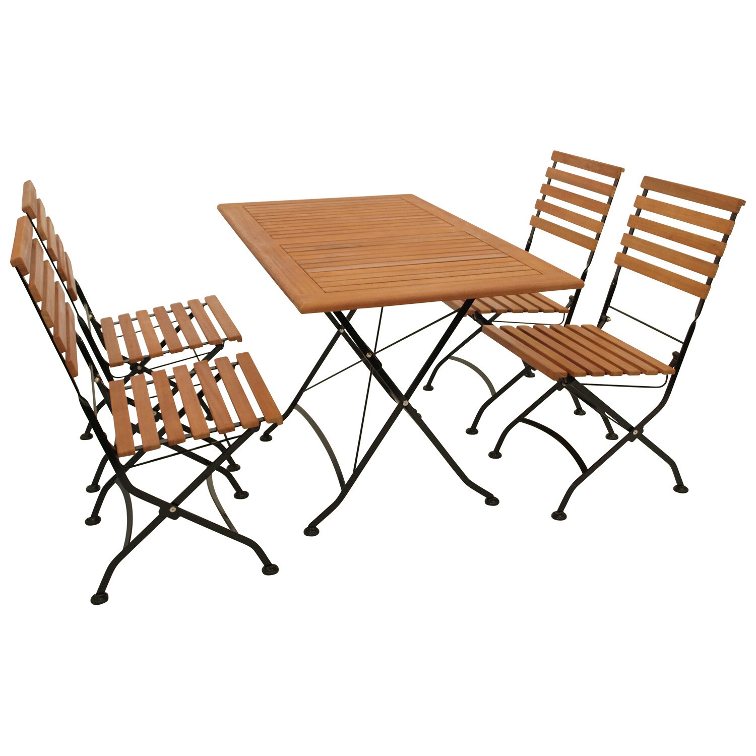 DEGAMO Klappgarnitur HOFGARTEN 5-teilig, Flachstahl schwarz + Eukalyptus, FSC&reg;-zertifiziert - Bild 1