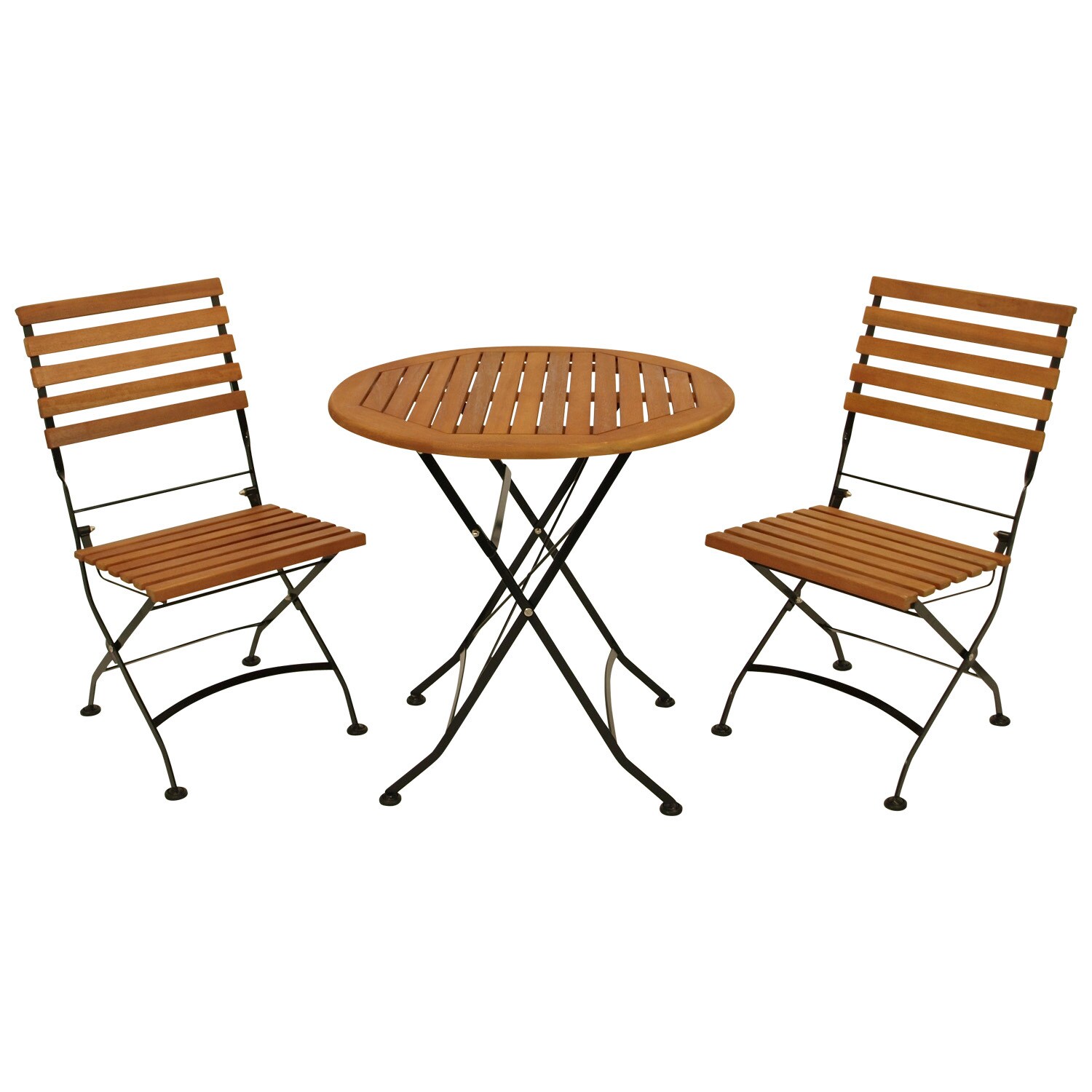 DEGAMO Klappgarnitur HOFGARTEN 3-teilig, Flachstahl schwarz + Eukalyptus, FSC&reg;-zertifiziert - Bild 1