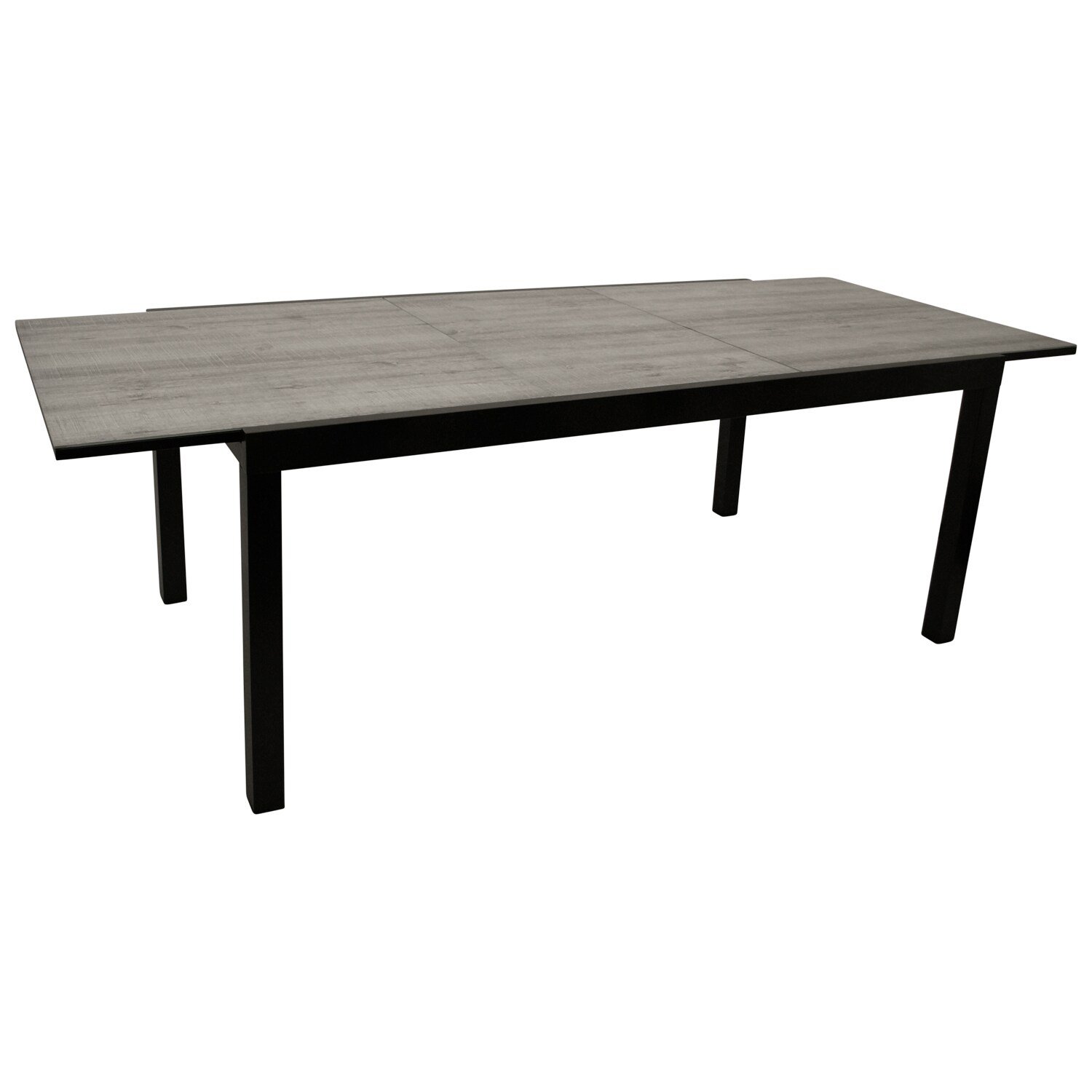 DEGAMO Ausziehtisch FARO 200/300x110cm, Aluminium anthrazit + Glas in Keramikoptik hellgrau | 04050747475186