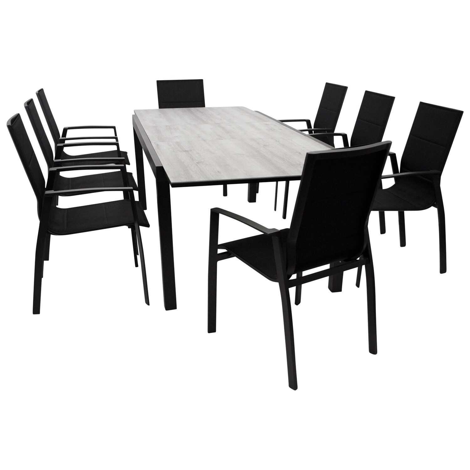 DEGAMO Garnitur FARO 9-teilig, Aluminium anthrazit + Glas + Kunstgewebe schwarz - Bild 1