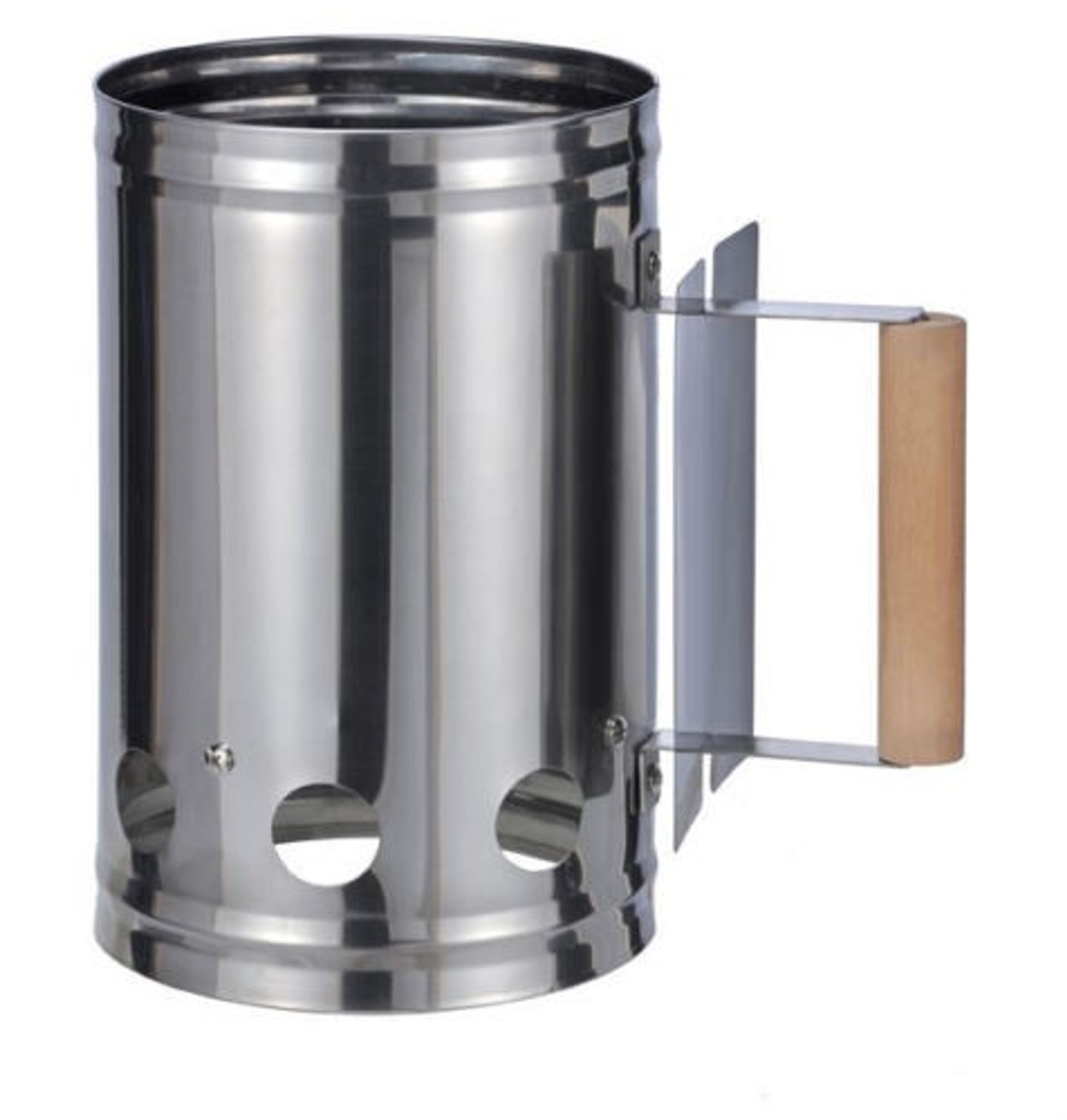 GL&Uuml;HZONE KS 100, Anz&uuml;ndkamin Edelstahl Grill XXL Kohlestarter Kohleanz&uuml;nder Grillanz&uuml;nder mit Holzgriff - Bild 1