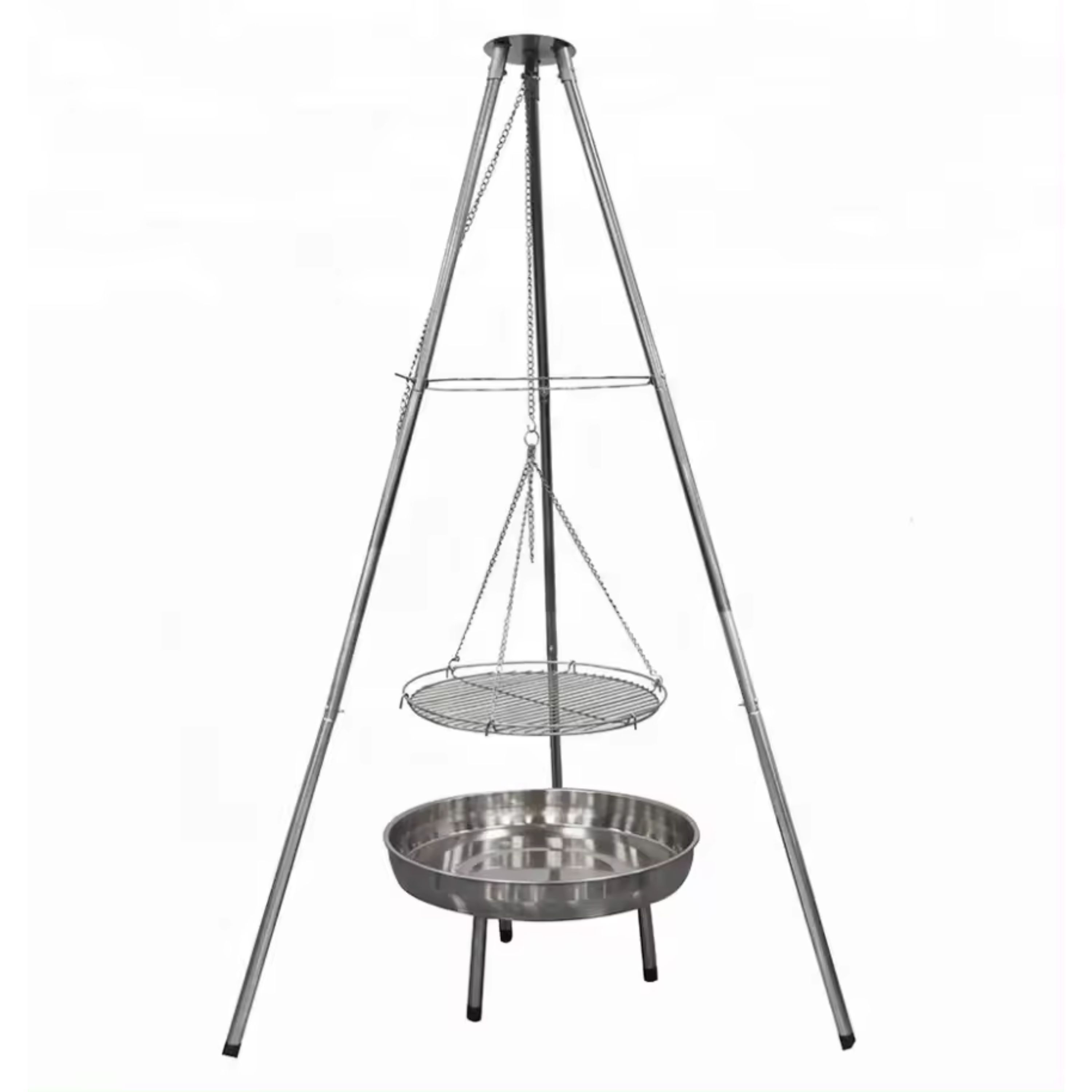 GL&Uuml;HZONE HKG 100 - Schwenkgrill aus Edelstahl mit Feuerschale - Dreibein Schwenker Holzkohlegrill f&uuml;r Camping und Garten - Bild 1