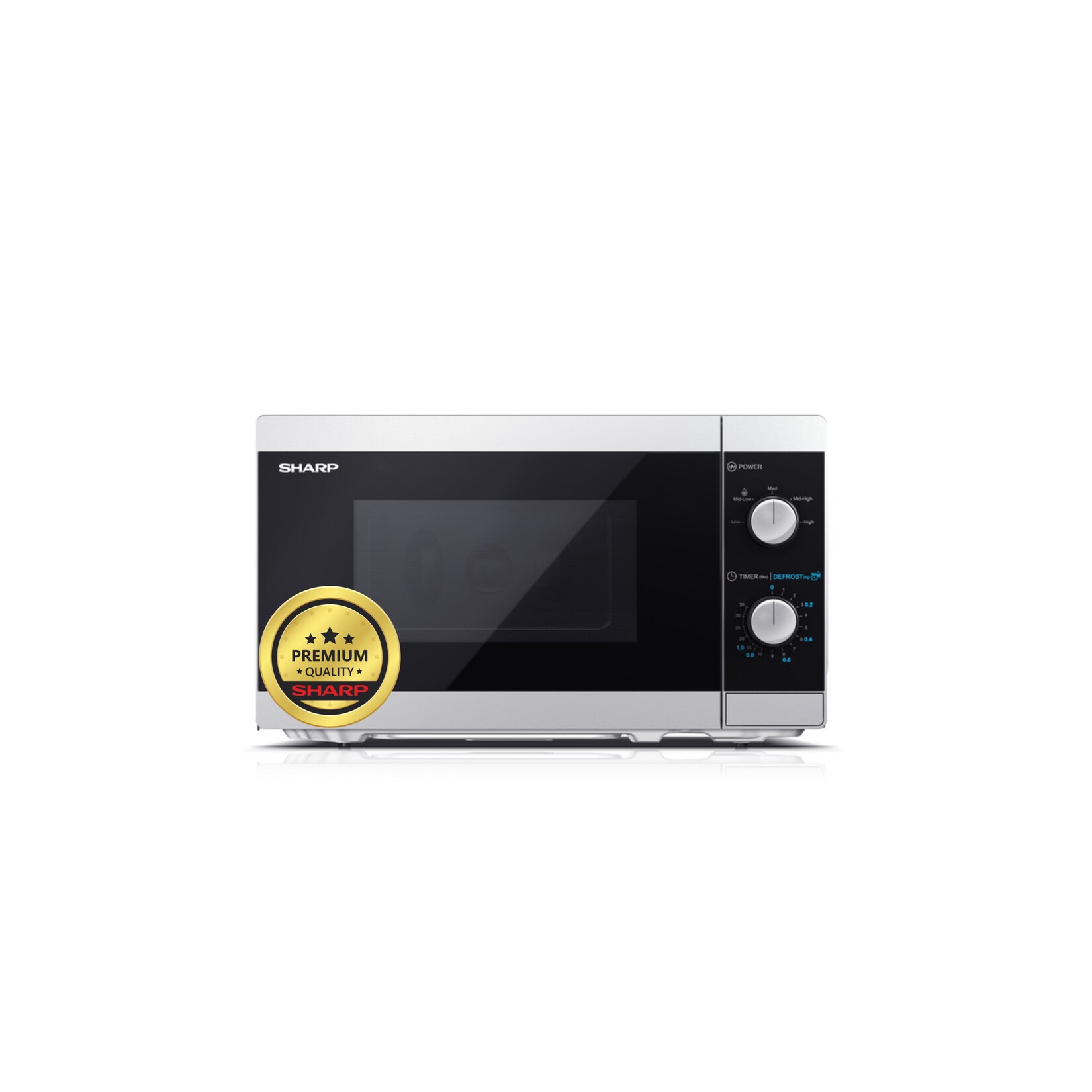 SHARP YC-MS01E-S – 20 Liter Mikrowelle (manuell steuerbar, 800W Mikrowelle mit Drehregler, 5 Leistungsstufen) - silber