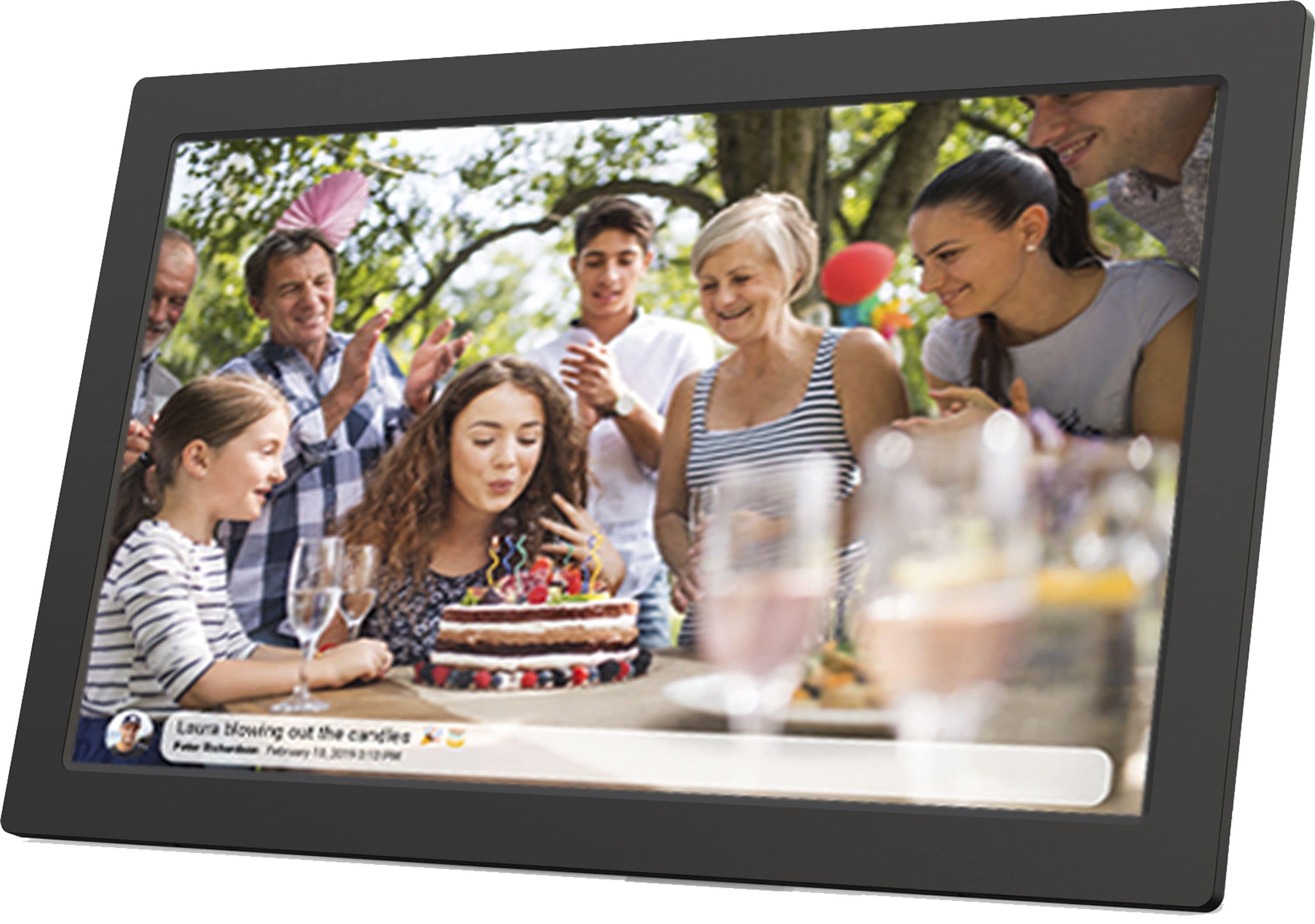 DENVER PFF-2160B Digitaler Bilderrahmen 21,5 Zoll WLAN App Micro SD schwarz XXL - Bild 1