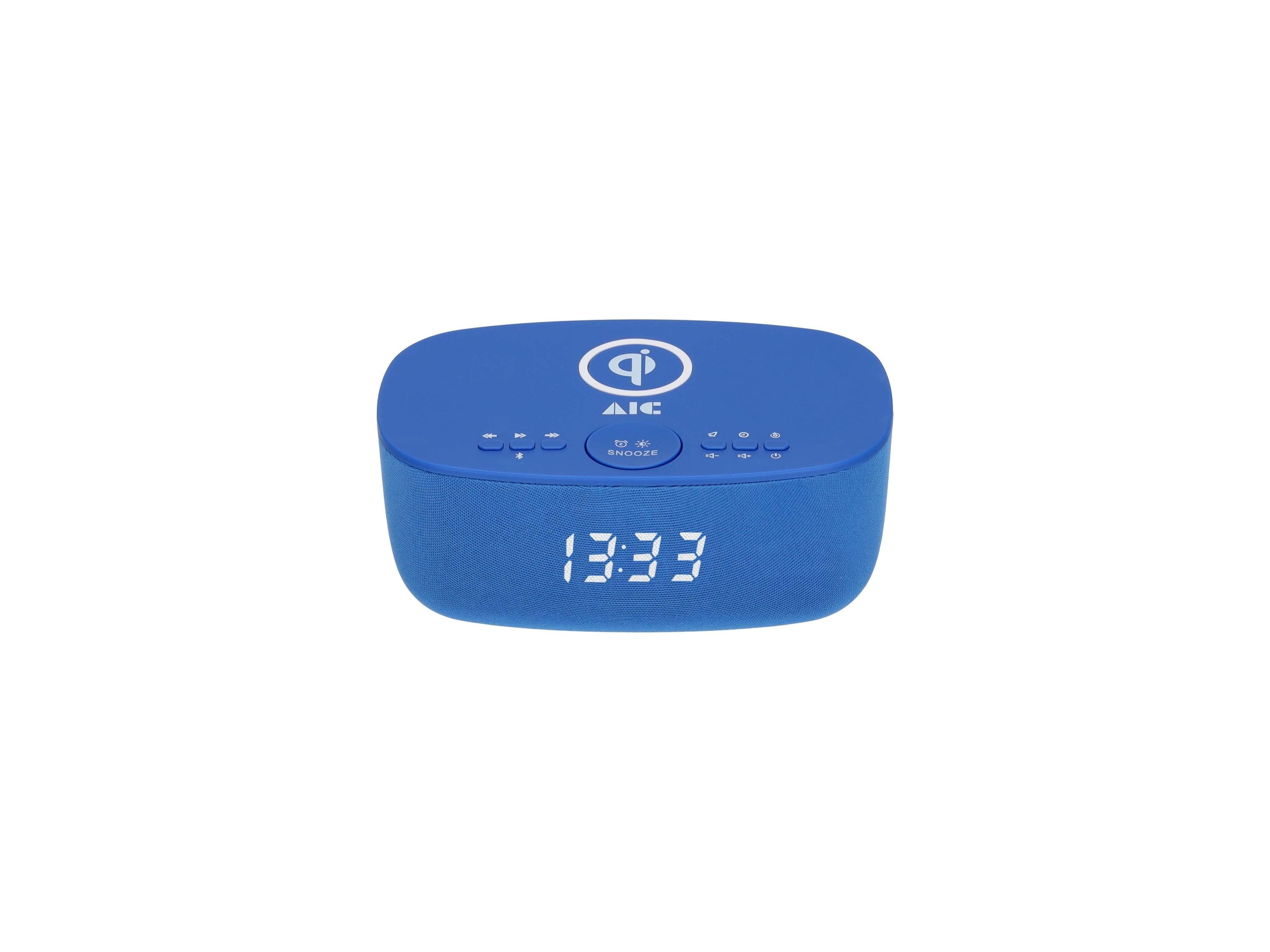 AIC-28-BT Uhrenradio Bluetooth, Qi 10W kabellos laden, UKW 10 Senderspeicher, Dual-Alarm, USB-C, dimmbar Blau - Bild 1