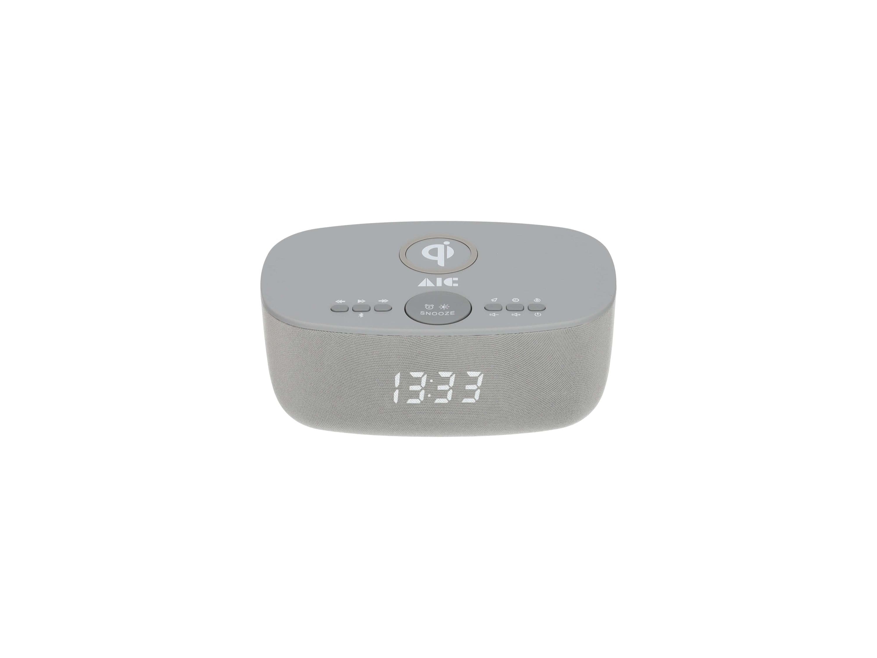 AIC-28-BT Radiowecker mit Bluetooth und Qi-Ladefunktion, UKW-Radio mit Dual Alarm und USB, grau - Bild 1