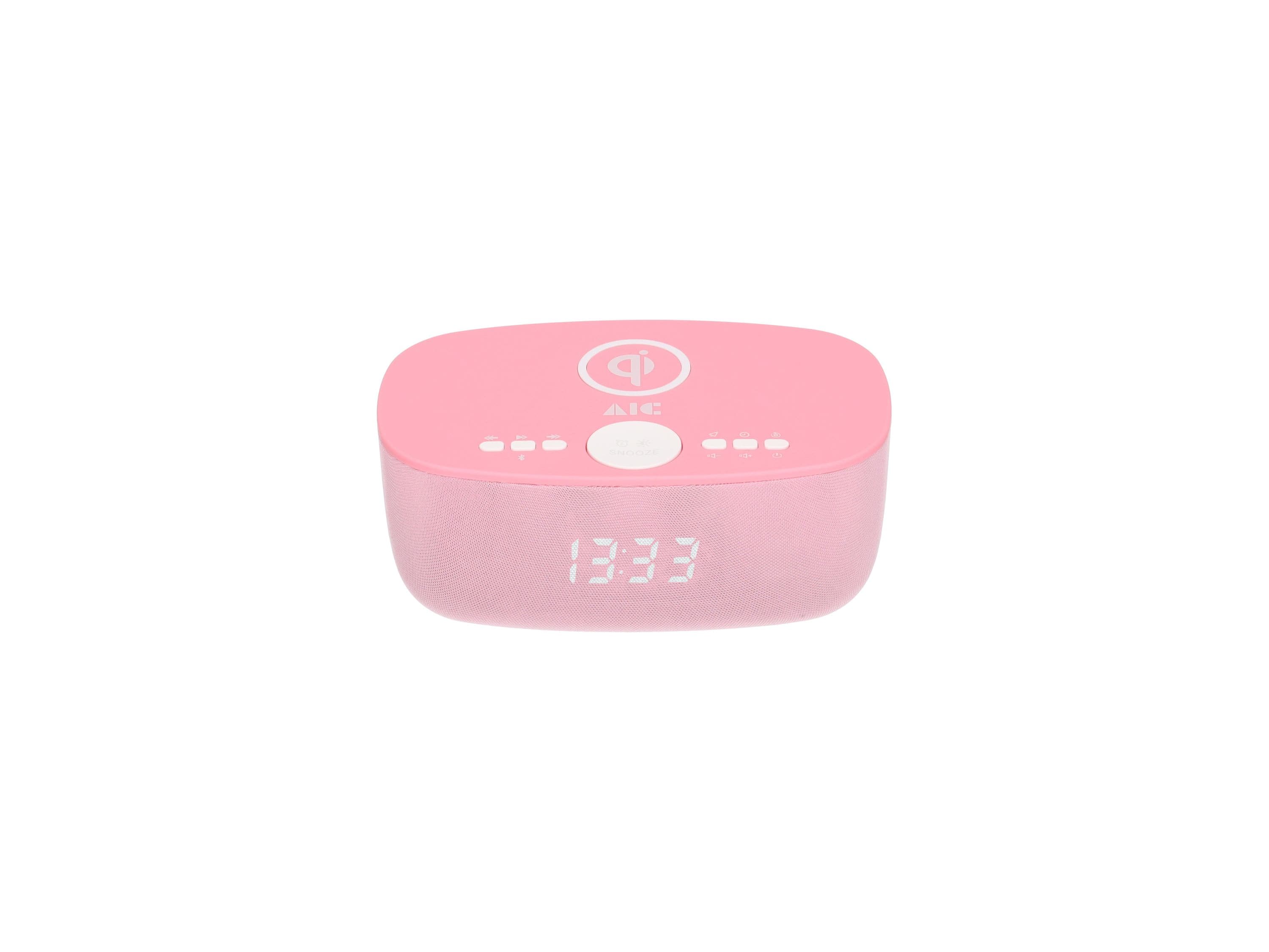 AIC-28-BT Uhrenradio Bluetooth, Qi 10W kabellos laden, UKW 10 Senderspeicher, Dual-Alarm, USB-C, dimmbar Pink - Bild 1