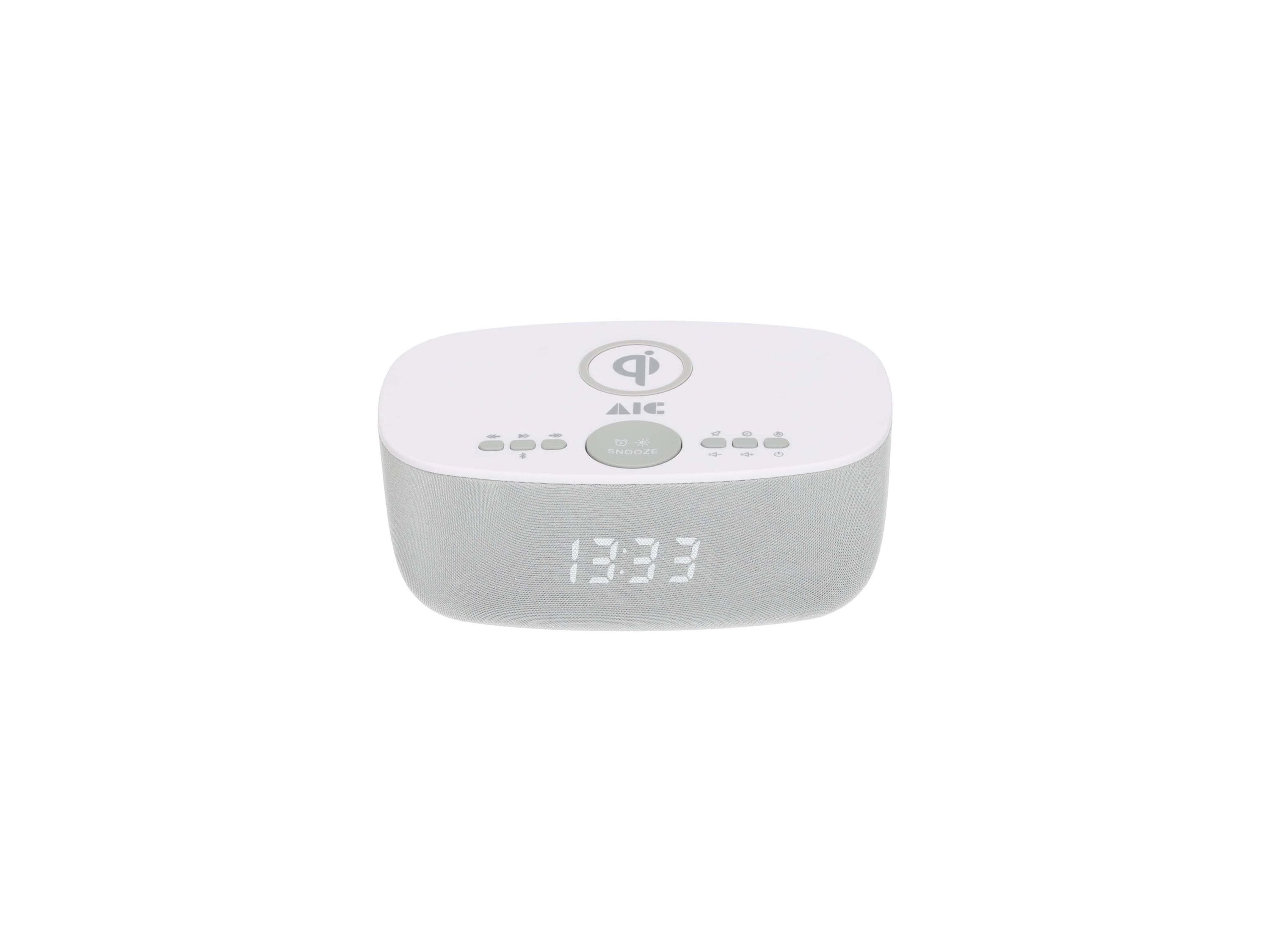 AIC-28-BT Uhrenradio Bluetooth, Qi 10W kabellos laden, UKW 10 Senderspeicher, Dual-Alarm, USB-C, dimmbar Wei&szlig; - Bild 1