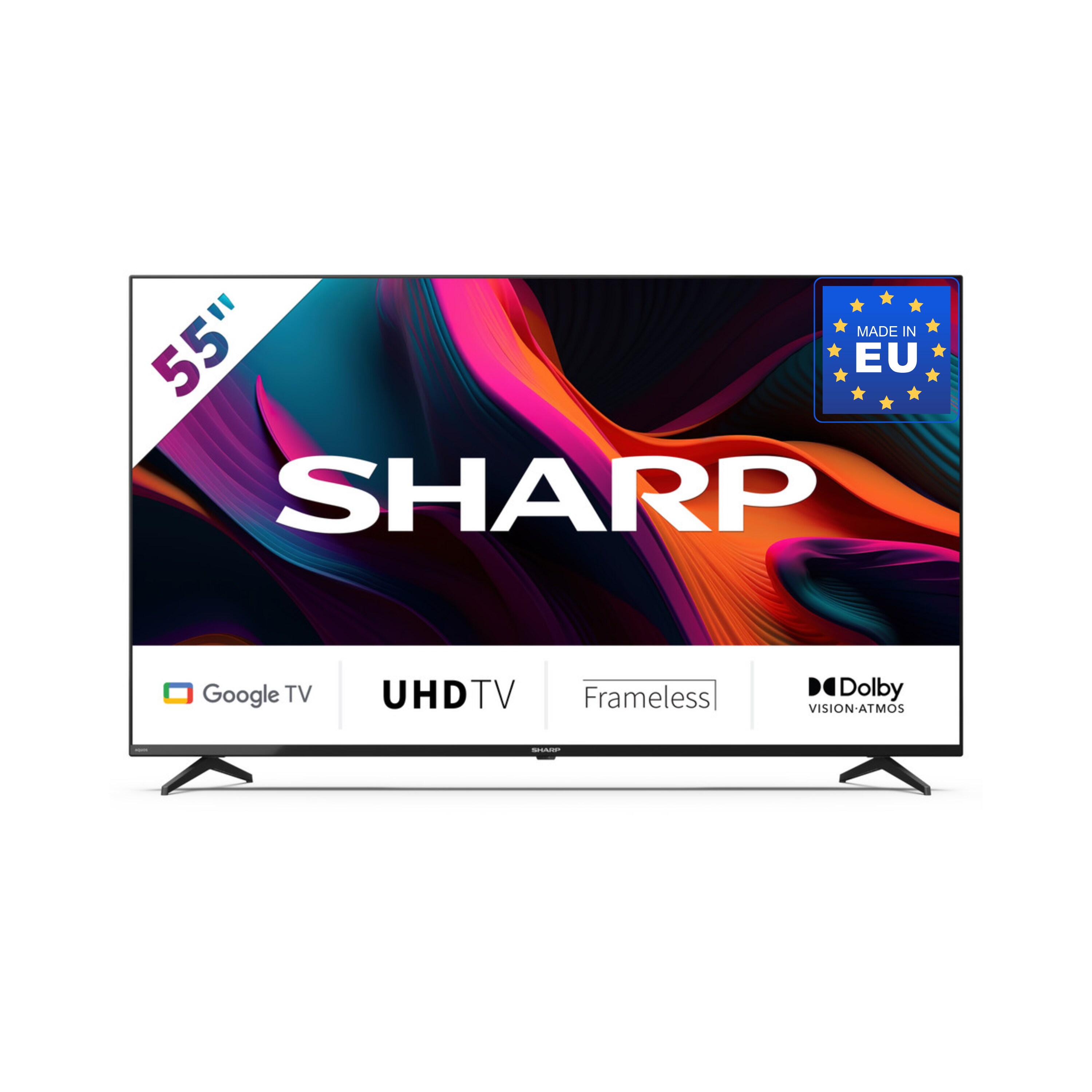 SHARP 55GL4260E &ndash; 55 Zoll Fernseher 4K Ultra HD Google TV &ndash; Rahmenloses Design, Dolby Vision, Dolby Atmos, Smooth Motion - Bild 1