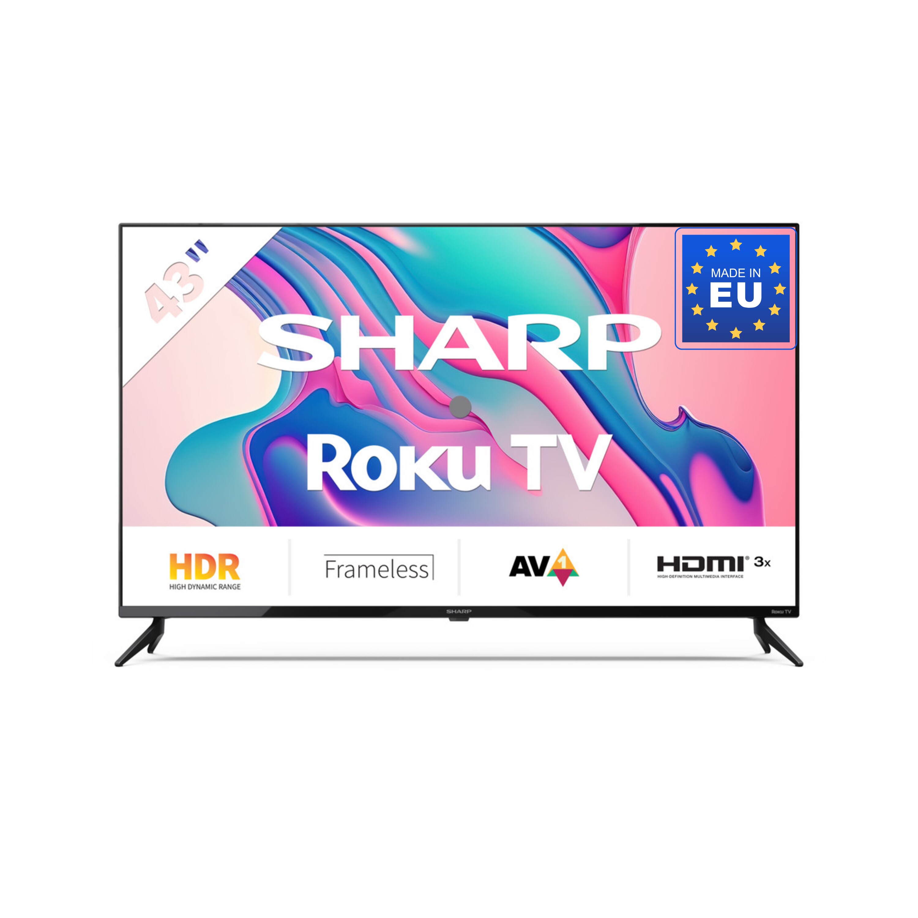 SHARP 43FD2E &ndash; 43 Zoll Fernseher Full HD Roku Smart TV &ndash; Rahmenloses Design, HDR10, WLAN, LED-Hintergrundbeleuchtung - Bild 1