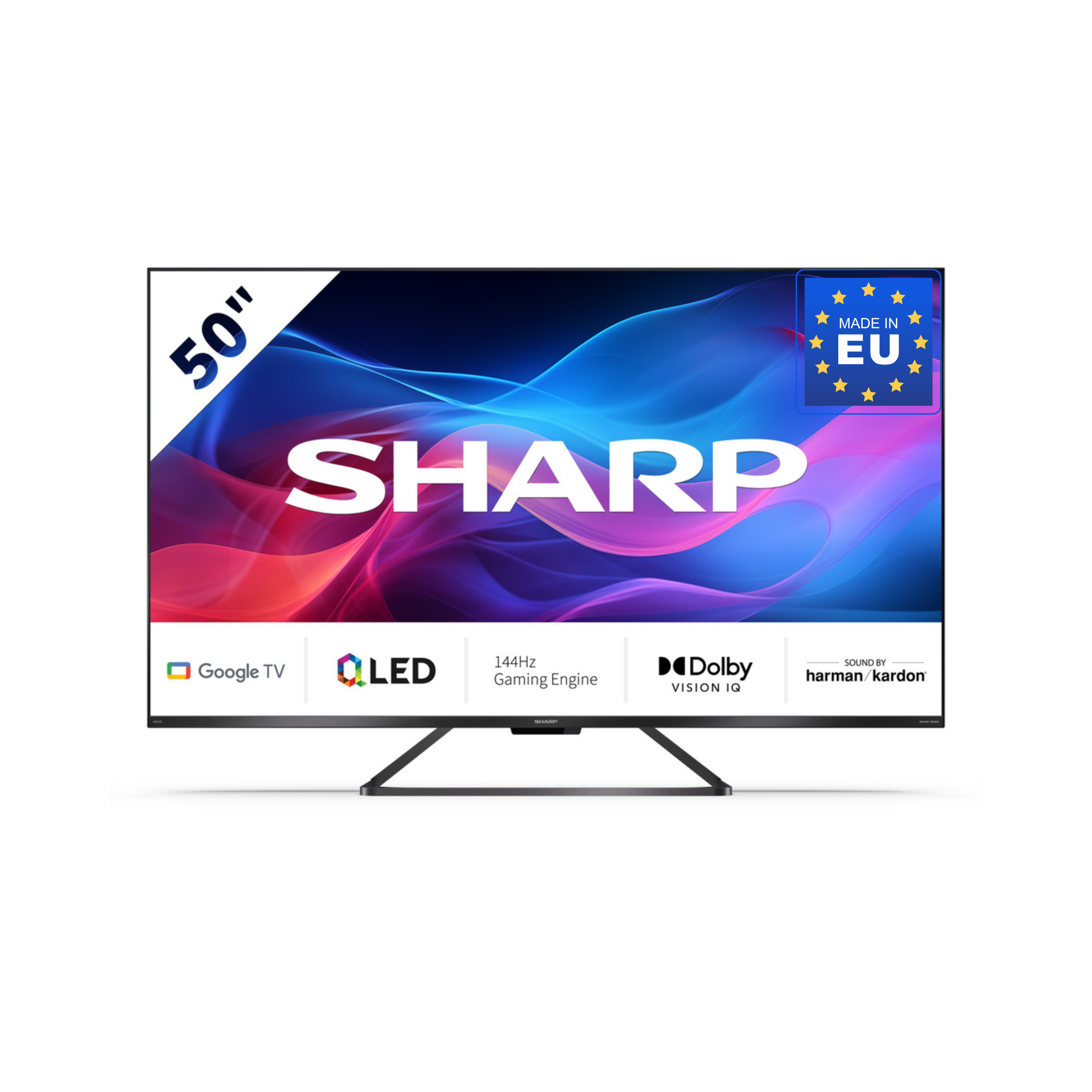 SHARP 50GR8265E &ndash; 50 Zoll Fernseher 4K UHD QLED Google TV &ndash; 144Hz, Dolby Vision IQ, Dolby Atmos, HDMI eARC, VRR & ALLM - Bild 1