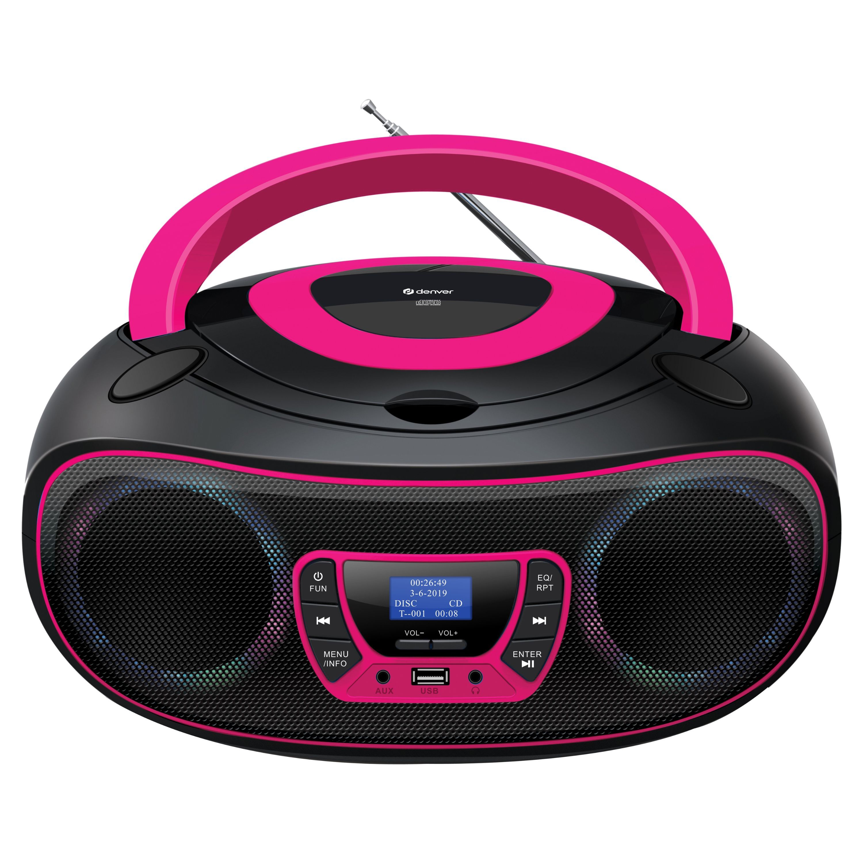 DENVER TDB-212P Retro-Boombox: DAB+/FM, Bluetooth, USB, CD, AUX, MP3, LCD, Stereo mit Lichteffekten - Bild 1