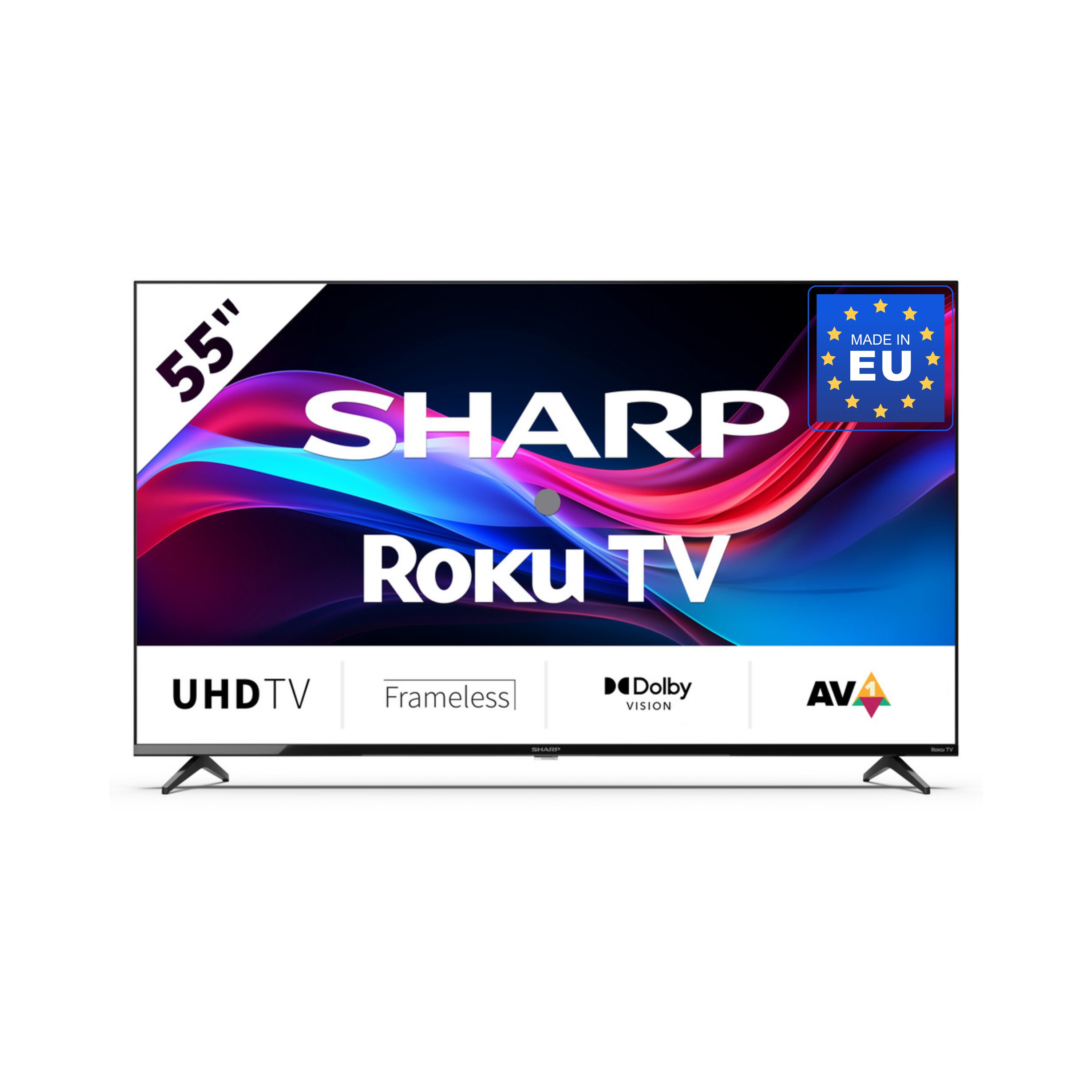 SHARP 55GJ4225E - 55 Zoll Fernseher (139 cm) 4K Ultra HD Roku TV - Streaming LED Smart TV (HDR10, HDMI, Receiver, WLAN) - Bild 1