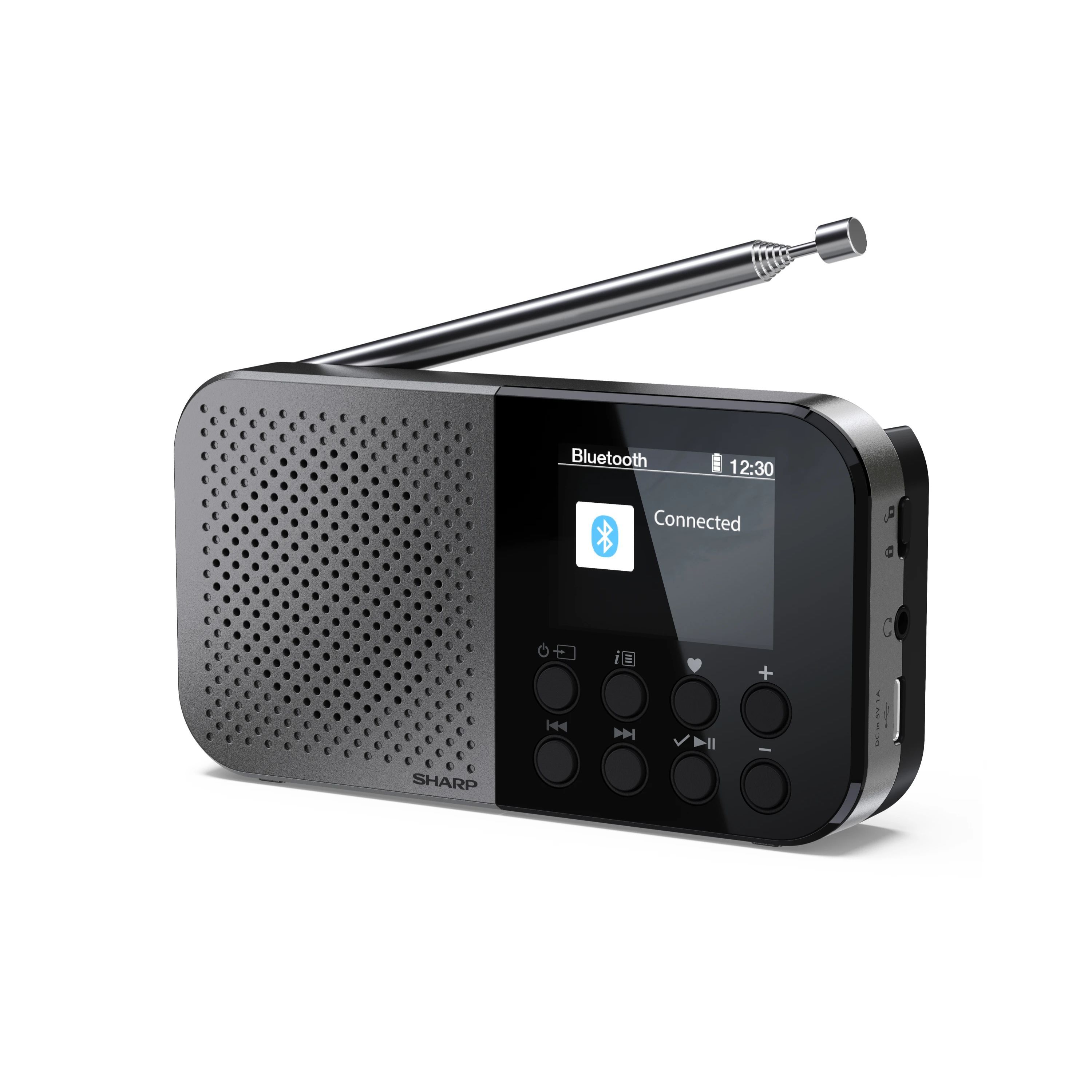 SHARP DR-P520GY Osaka Digitalradio tragbar, DAB+/FM, Bluetooth 5.3, USB/Akku, 2" Farb-Display, Kopfh&ouml;reranschluss, Grau - Bild 1