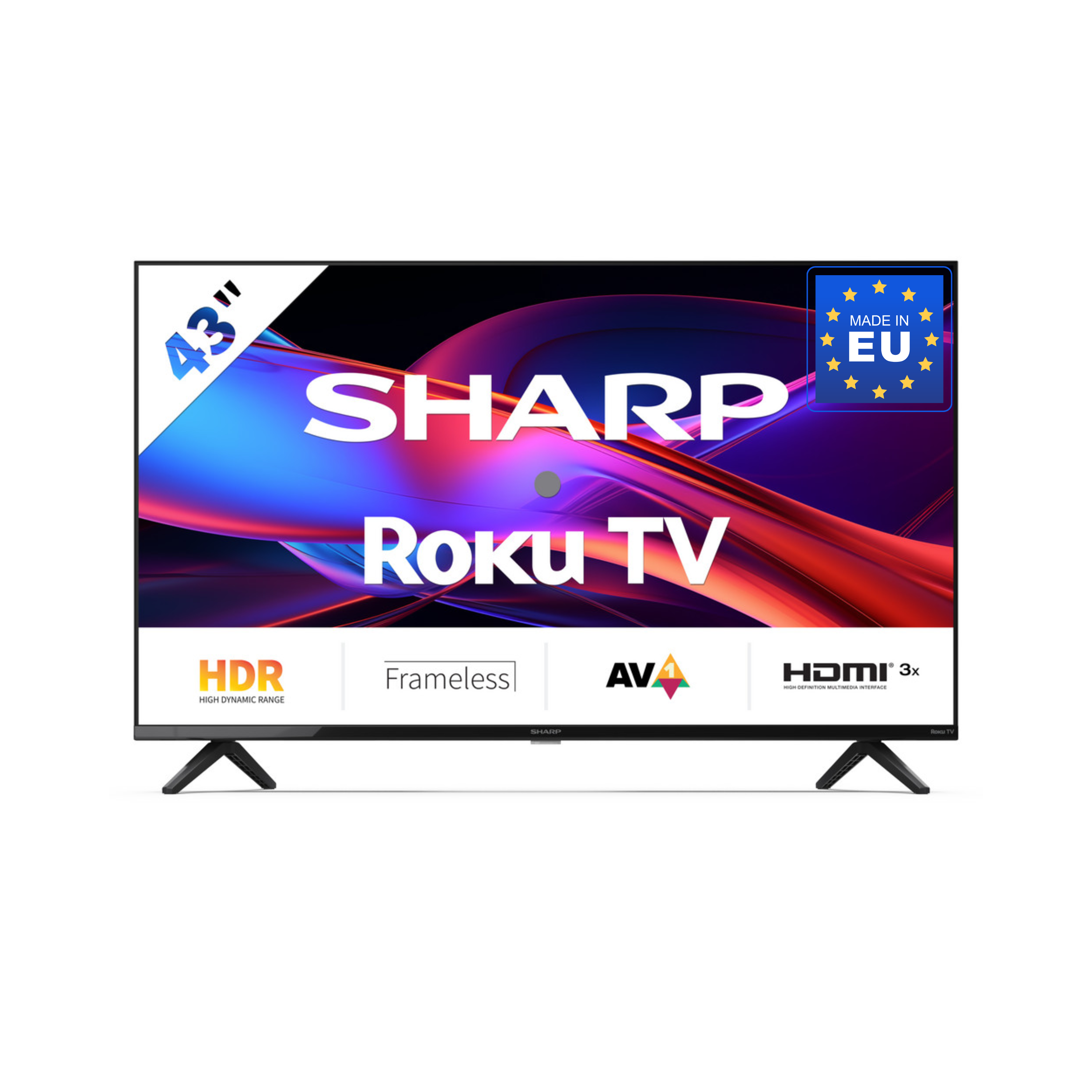 SHARP 43GD2225E &ndash; 43 Zoll Fernseher (108 cm) Full HD Roku TV&ndash; HDR10, Dreifach-Tuner DVB-T2/C/S2, 3x HDMI, USB, WLAN - Bild 1