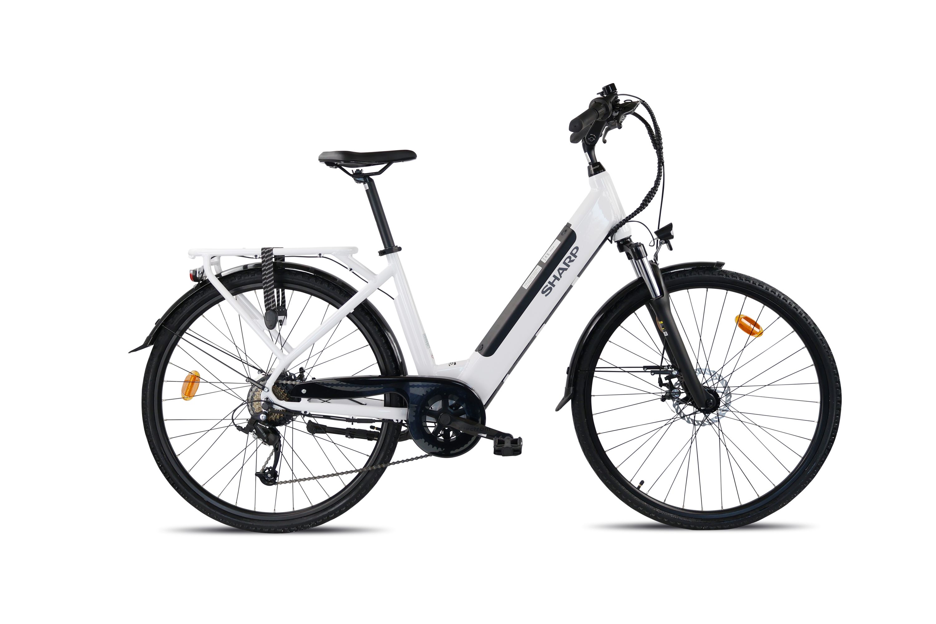 SHARP ED05EW - City e-Bike f&uuml;r Damen - 28 Zoll Tiefeinsteiger (250W, 7-Gang Shimano, 80km Reichweite, - Bild 1