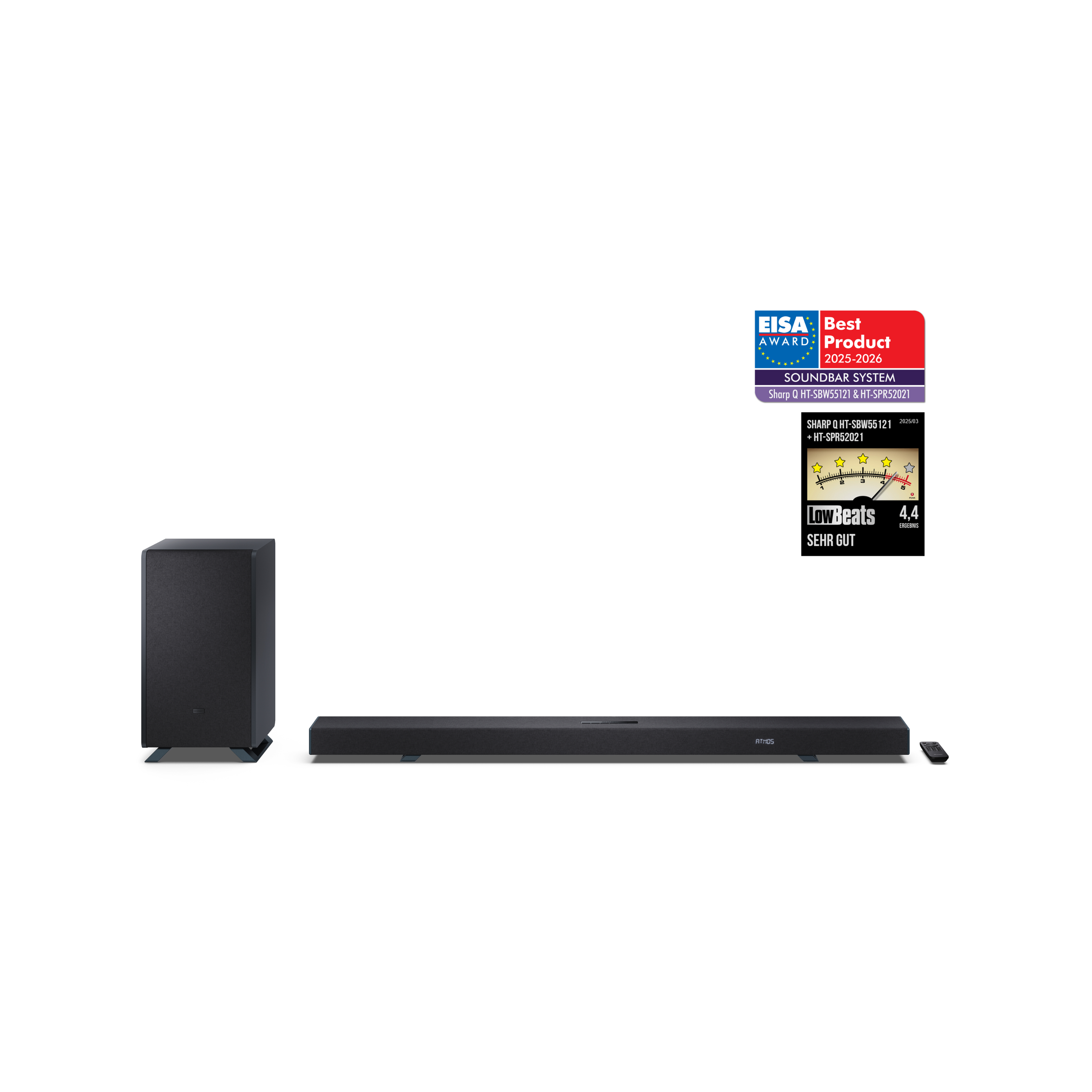 Sharp HT-SBW55121 Dolby Atmos Soundbar 5.1.2 mit DTS:X, kabellosem Subwoofer, HDMI eARC und Bluetooth 5.3 - Bild 1