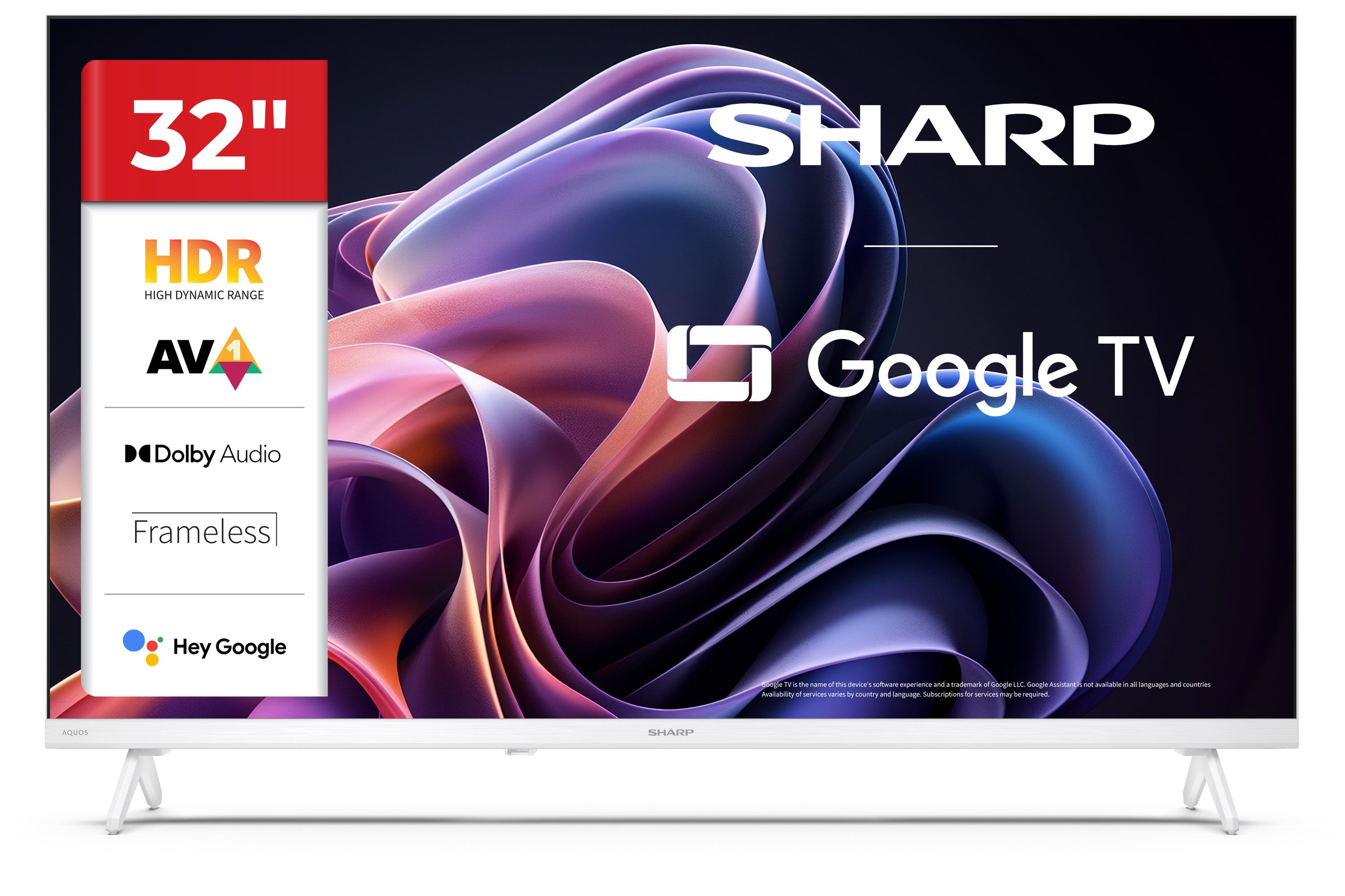 Sharp 32HF2265EW 32 Zoll HD Fernseher Weiss Frameless Google TV Bluetooth HDR10 Triple Tuner - Bild 1