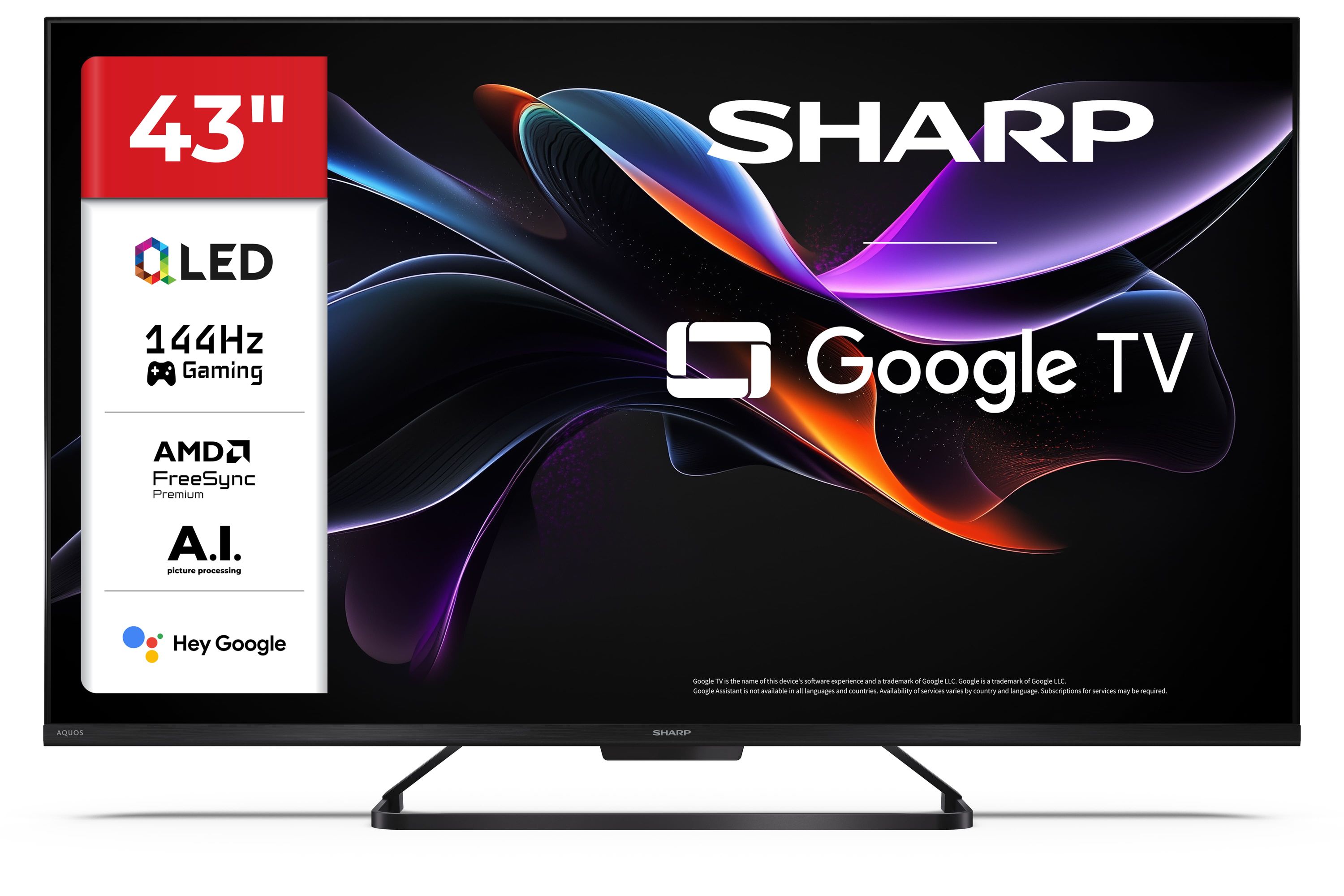 Sharp 43HR7265E 43 Zoll 4K QLED 144Hz Gaming Fernseher Google TV Dolby Vision VRR HDMI 2.1 - Bild 1