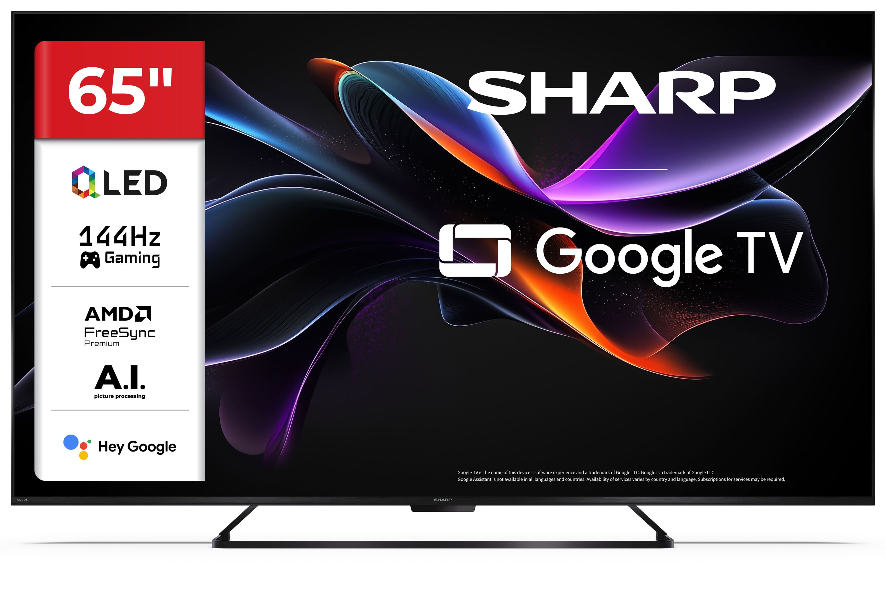 Sharp 65HR7265E 65 Zoll 4K QLED Fernseher 144Hz Google TV Dolby Vision IQ Atmos HDMI 2.1 VRR Gaming - Bild 1