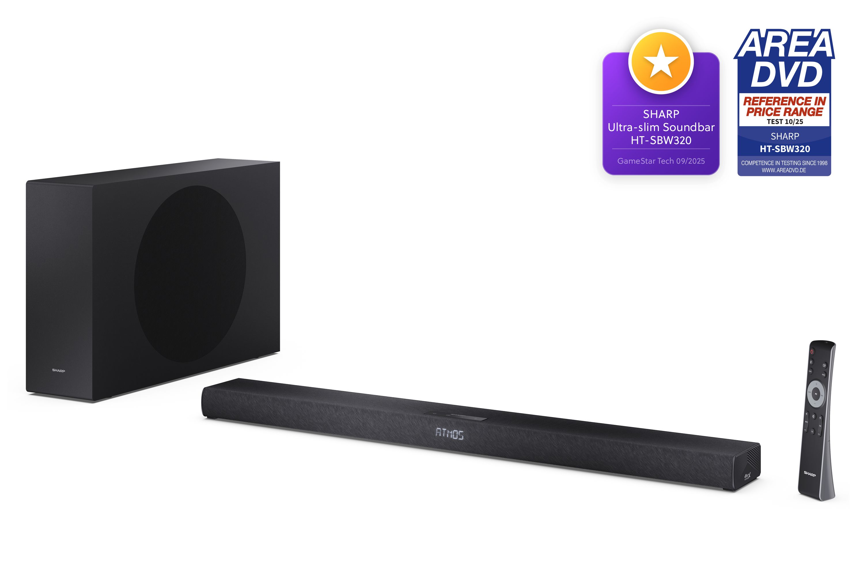 2.1 Soundbar 360 Watt Wireless Subwoofer Bluetooth 5.3 HDMI - Sharp HT-SBW320 - Bild 1