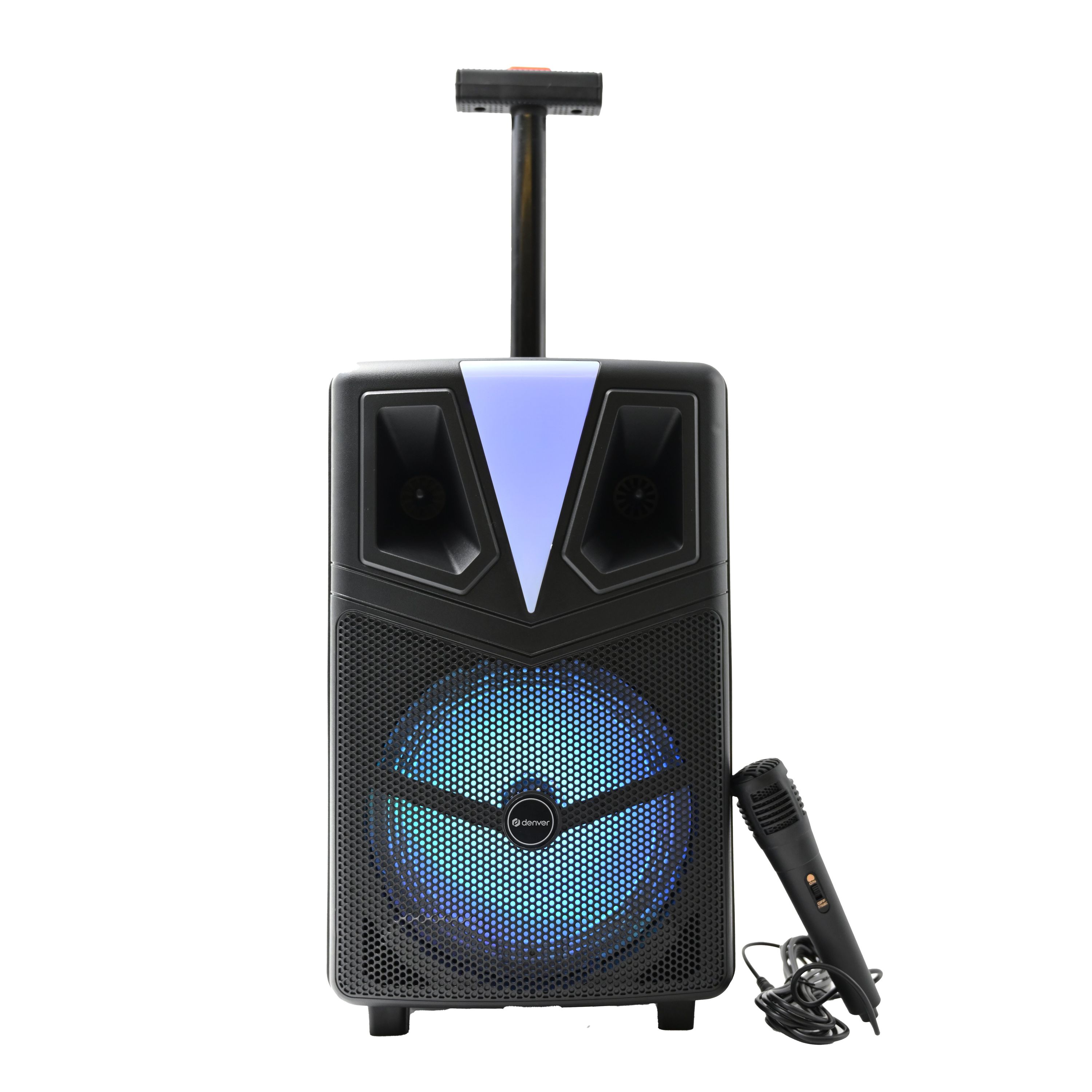 Denver TSP-307 - Bluetooth Party Lautsprecher mit Mikrofon Akku Karaoke Box RGB LED Licht Rollen 120W - Bild 1