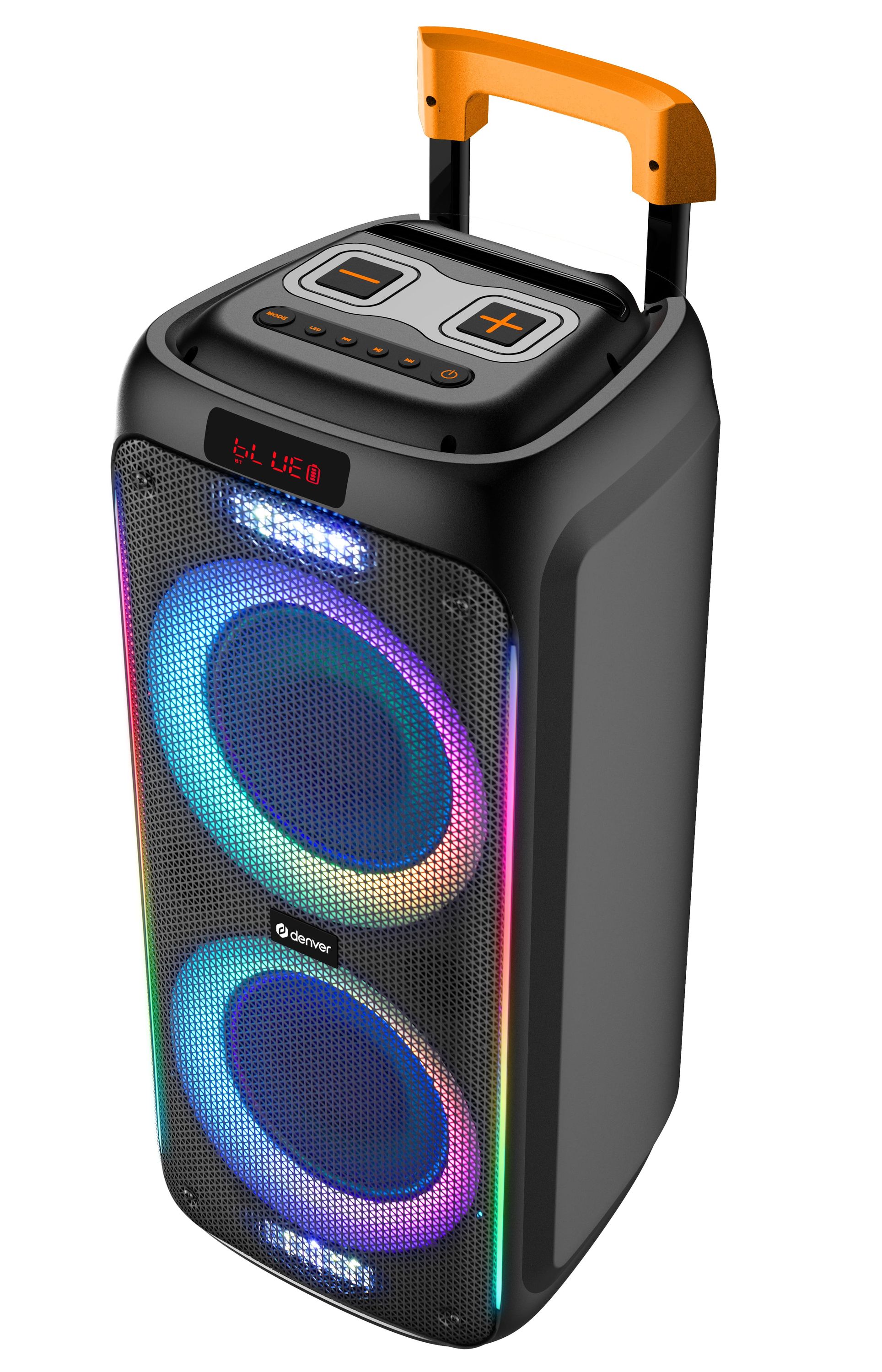 Denver TSP-456 - Bluetooth Party Lautsprecher 600W Trolley mit LED RGB Lichtshow Karaoke Mikrofon Partybox - Bild 1