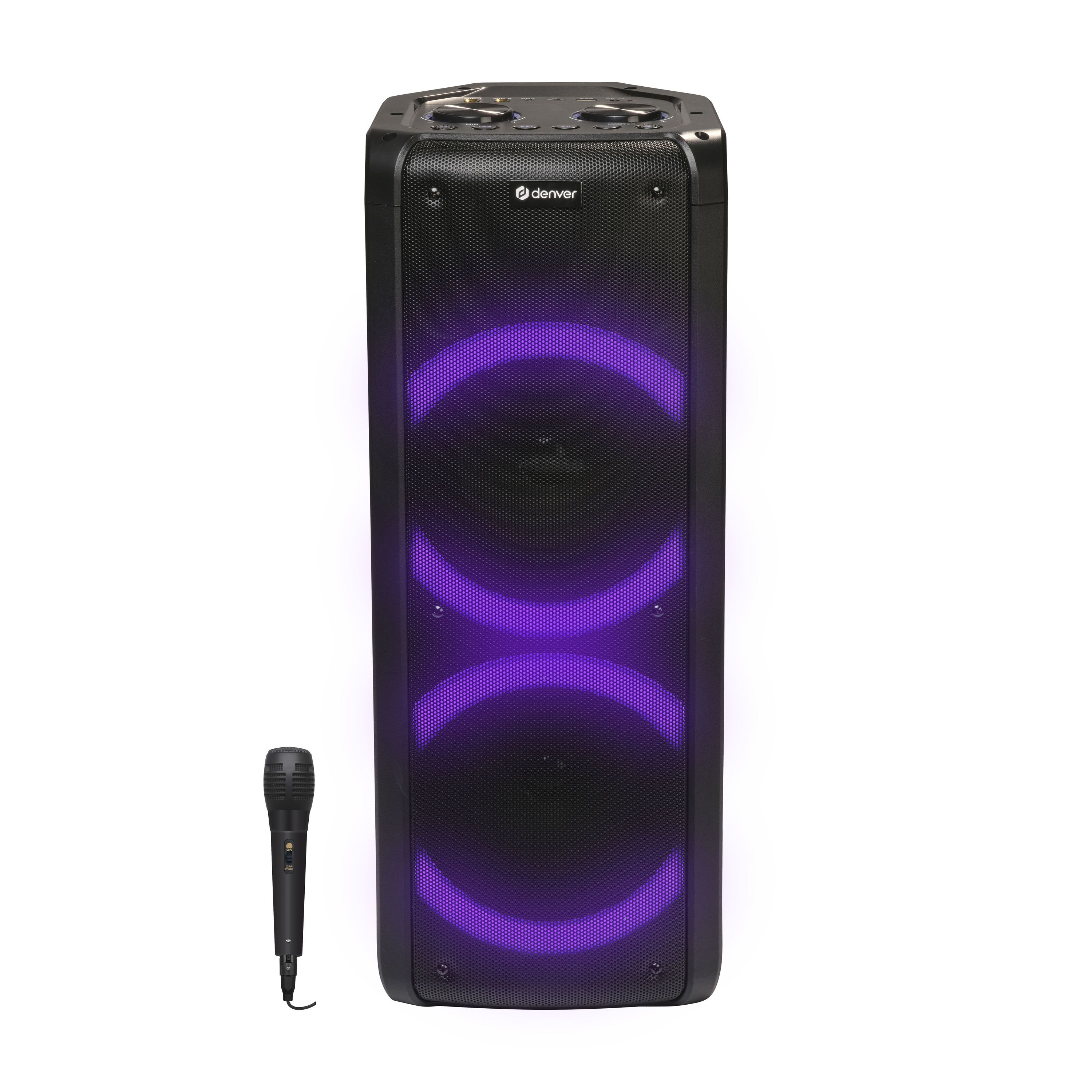 Denver BPS-352 - Bluetooth Party Lautsprecher 300W Karaoke Box mit Mikrofon LED Lichteffekt TWS Stereo Akku - Bild 1