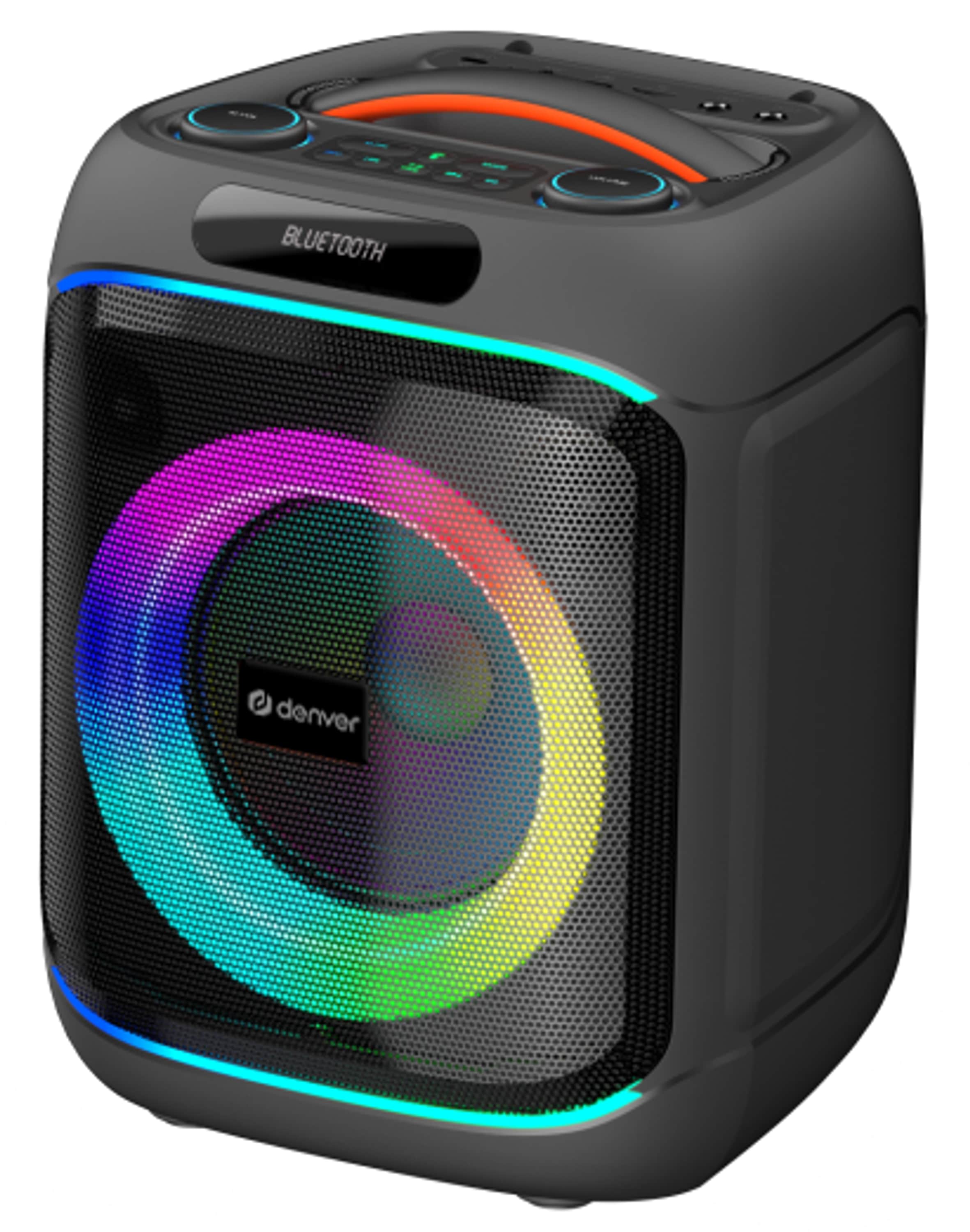 Denver BPS-170 - Bluetooth Party Lautsprecher 40W RMS RGB LED Licht mit Mikrofon TWS Karaoke Box Akku - Bild 1