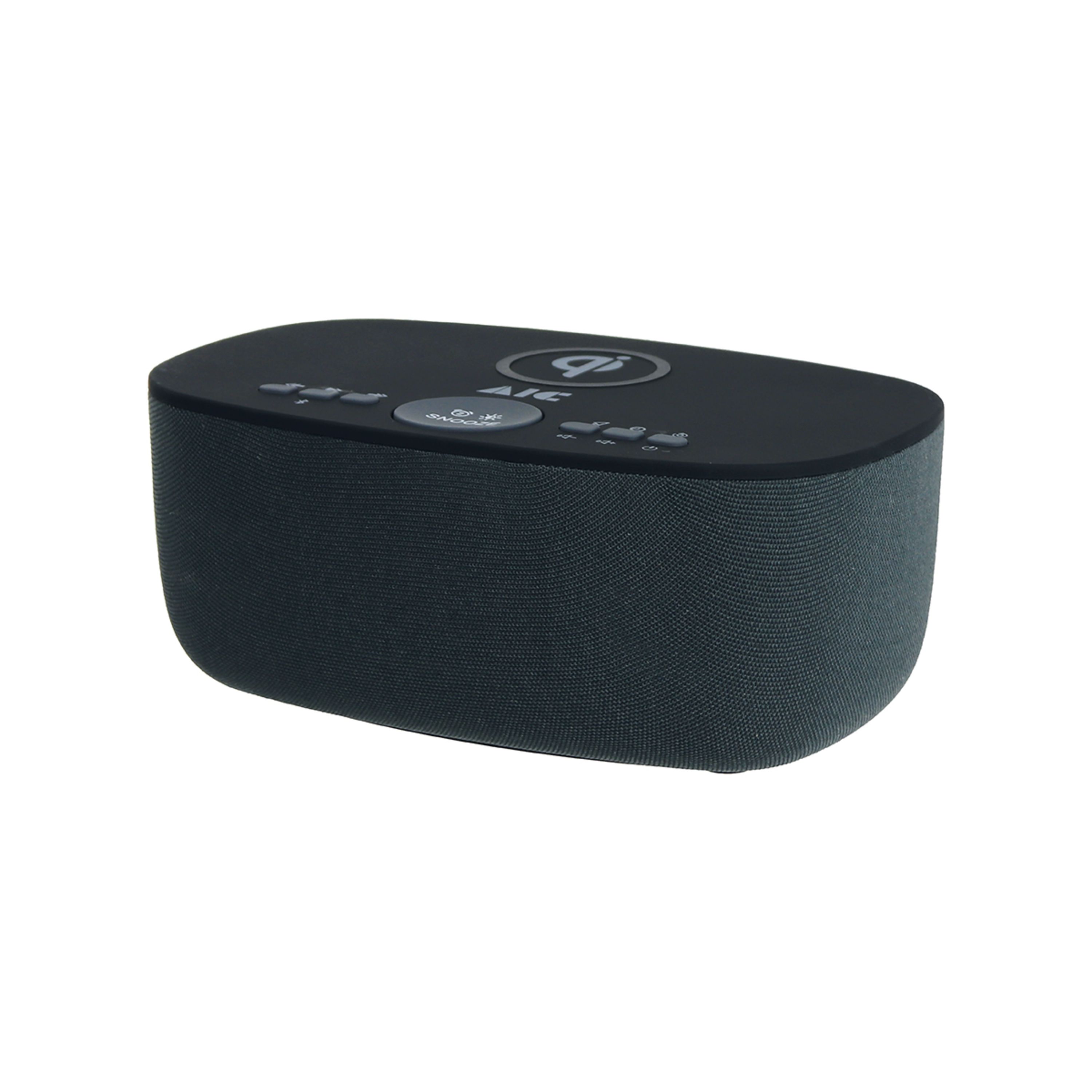 AIC-28-BT Uhrenradio Bluetooth, Qi 10W kabellos laden, UKW 10 Senderspeicher, Dual-Alarm, USB-C, dimmbar Schwarz - Bild 1