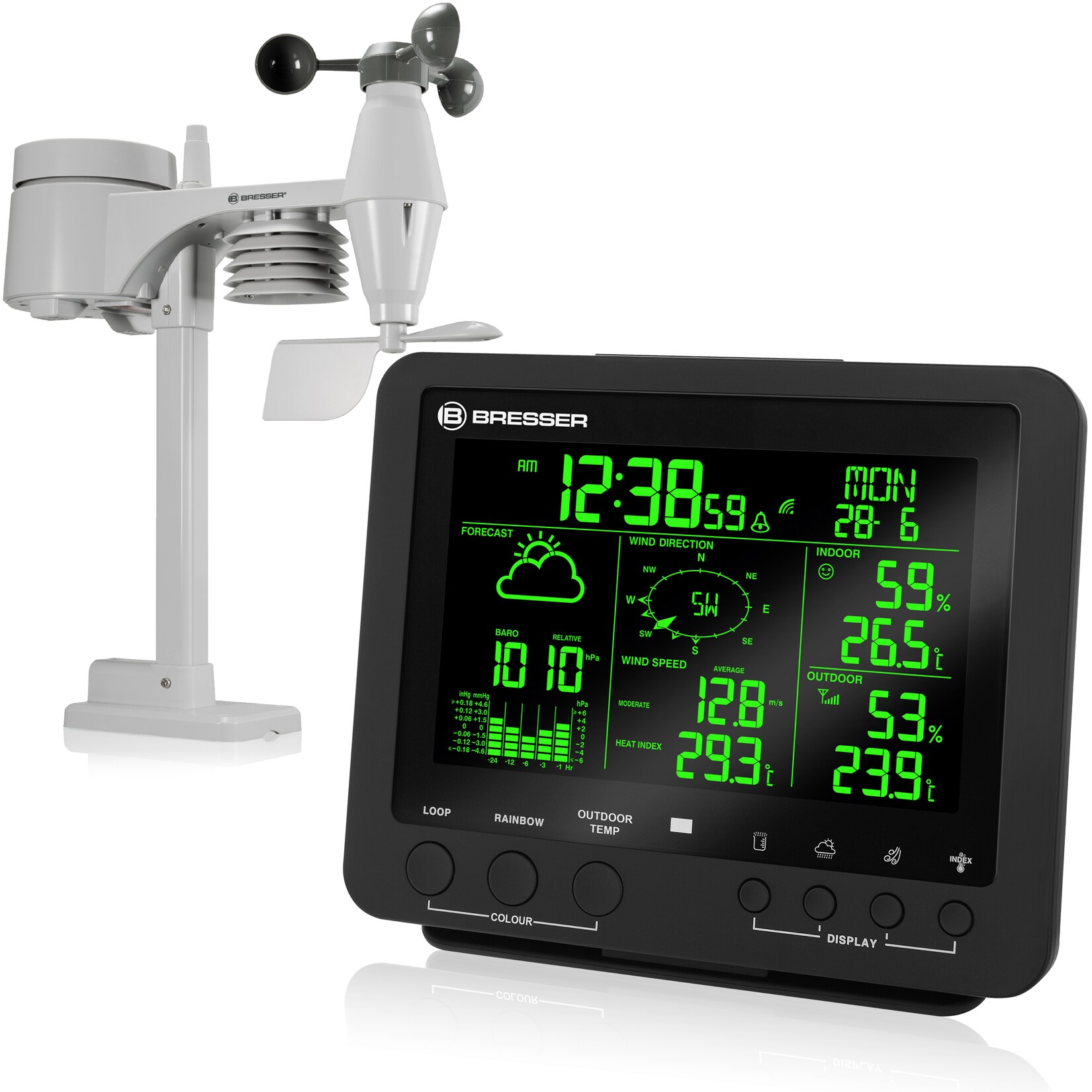 BRESSER 5-in-1 Profi-Wetterstation mit Farbwechsel | 04007922036830