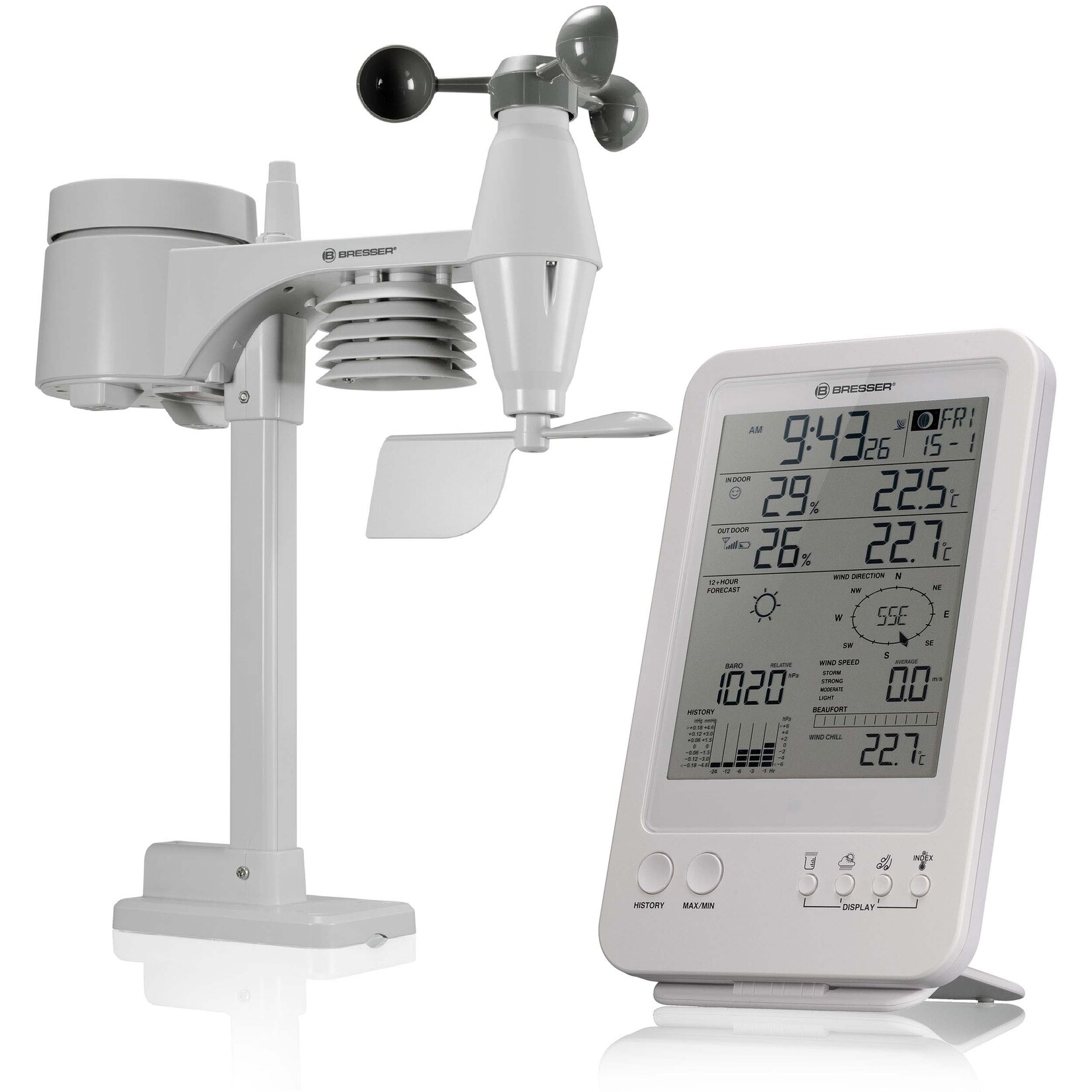 BRESSER 5-in-1-Wetterstation weiß | 04007922058382