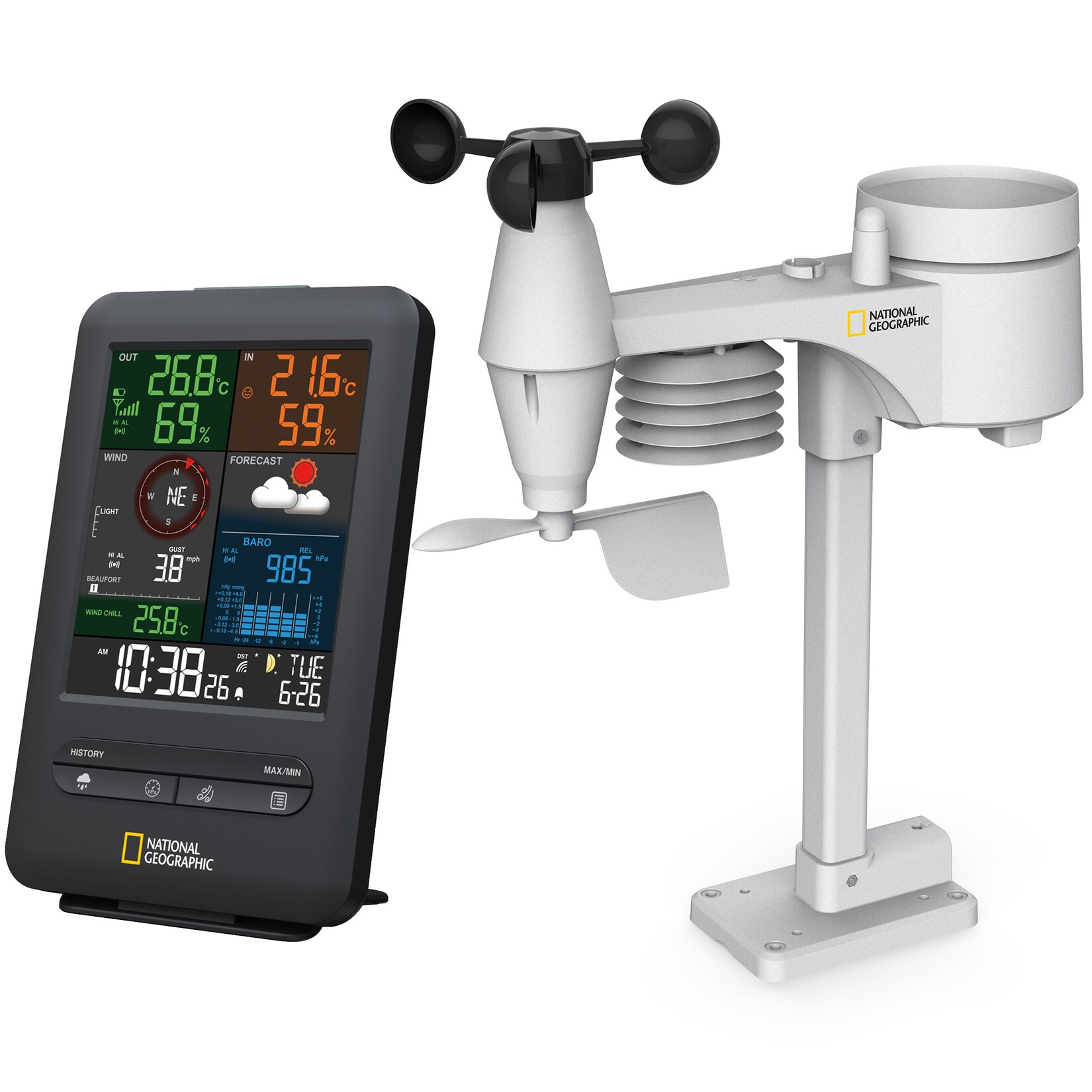 NATIONAL GEOGRAPHIC Colour-Display-Funk-Wetterstation 5-in-1 | 04007922060699