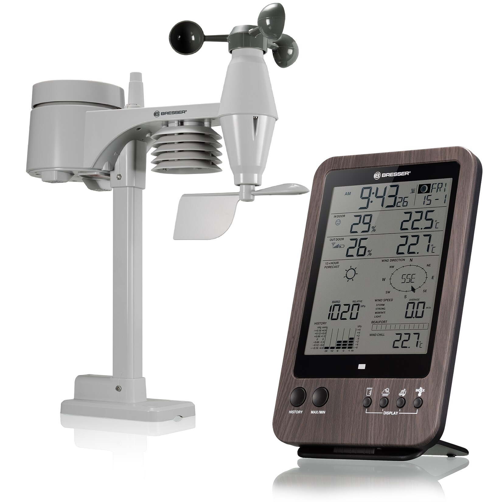 BRESSER WTW 5-in-1-Wetterstation in Holzoptik | 04007922060989