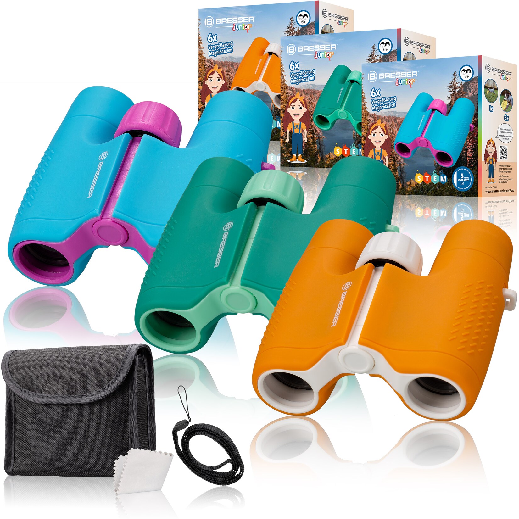 BRESSER JUNIOR 6×21 Kinderfernglas in verschiedenen Farben Farbe: orange | 04007922070278
