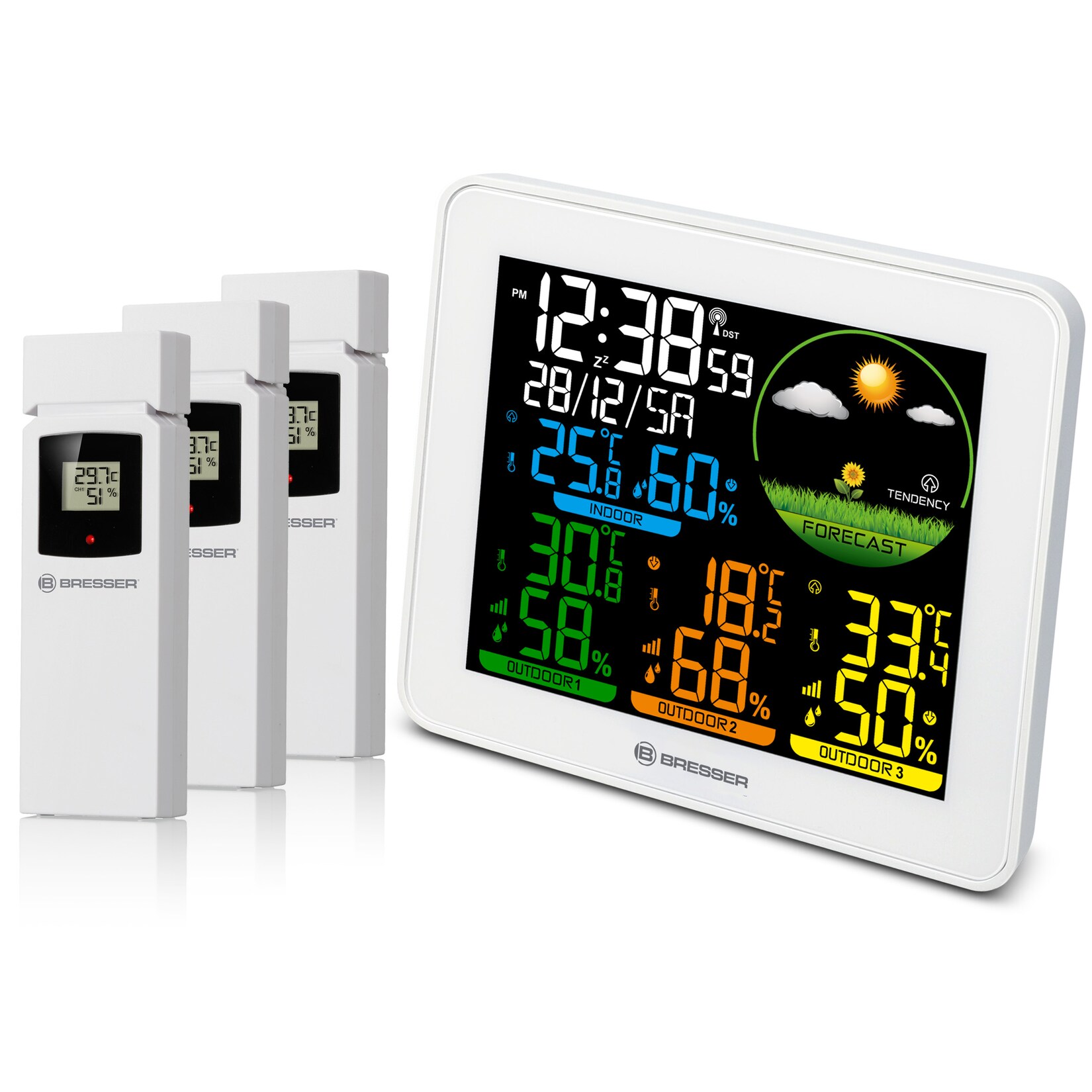 BRESSER Farbwetterstation mit 3 Sensoren | 04007922077925