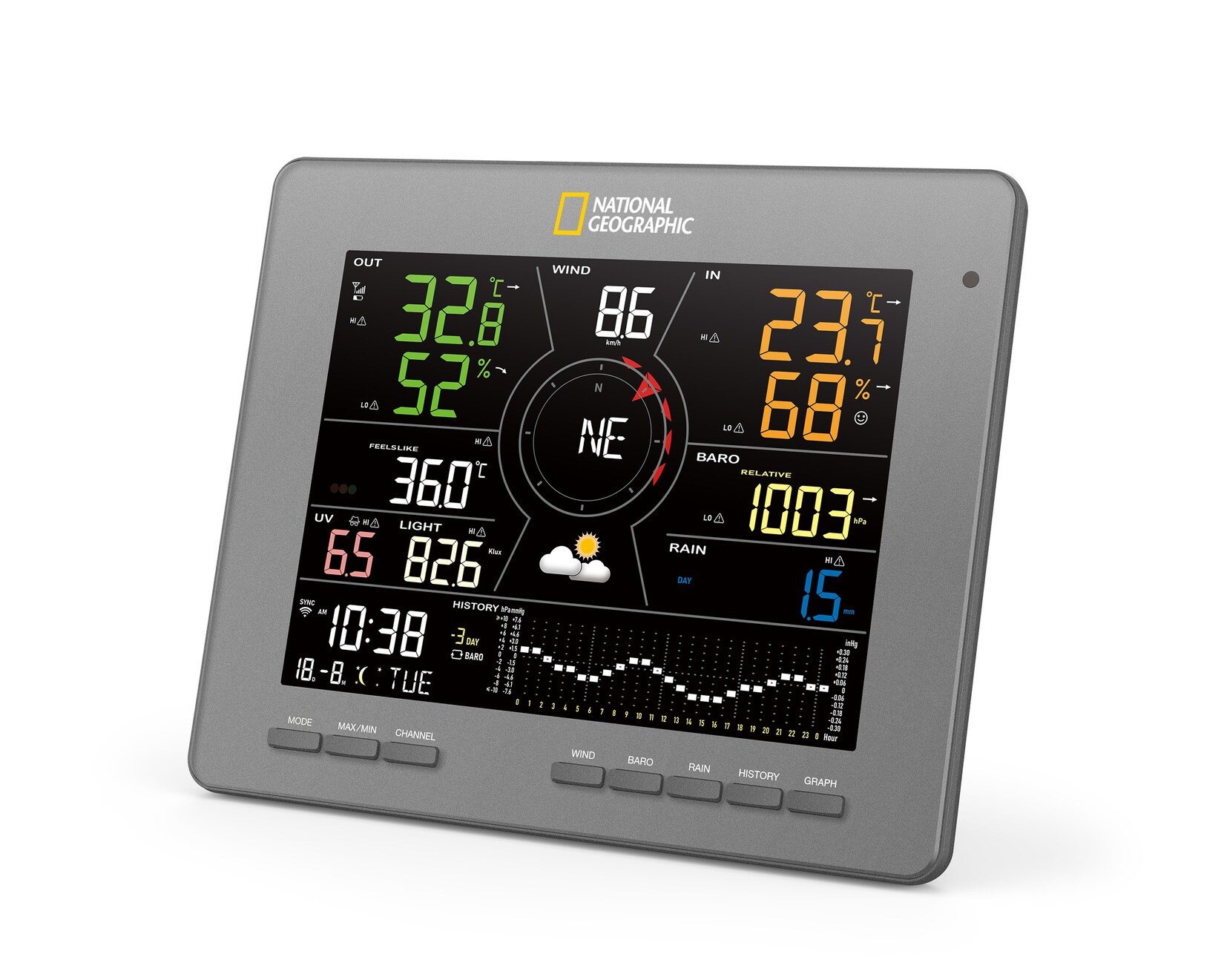 NATIONAL GEOGRAPHIC Smarte Tuya-Wetterstation mit 7-in-1-Sensor | 04007922096001