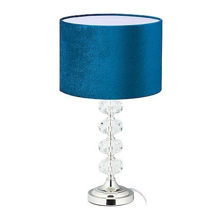relaxdays Tischlampe Kristall und Samt in Blau - Bild 1