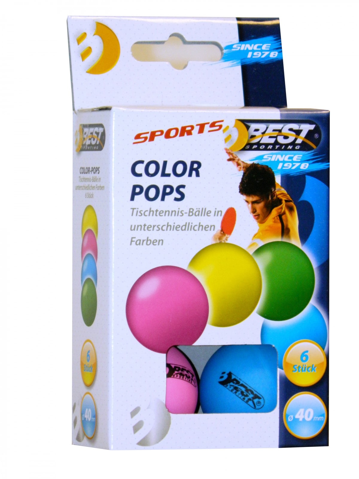 Best Sporting neon bunte Tischtennisb&auml;lle Color Pops 6 Stk. - Bild 1