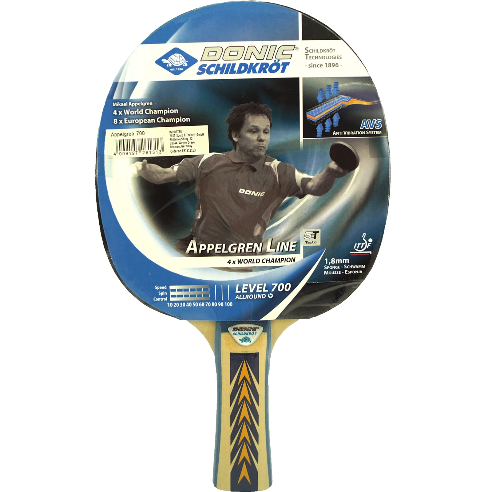 Donic Schildkr&ouml;t Tischtennisschl&auml;ger Appelgren, 1,5 mm Line 500 Allround - Bild 1