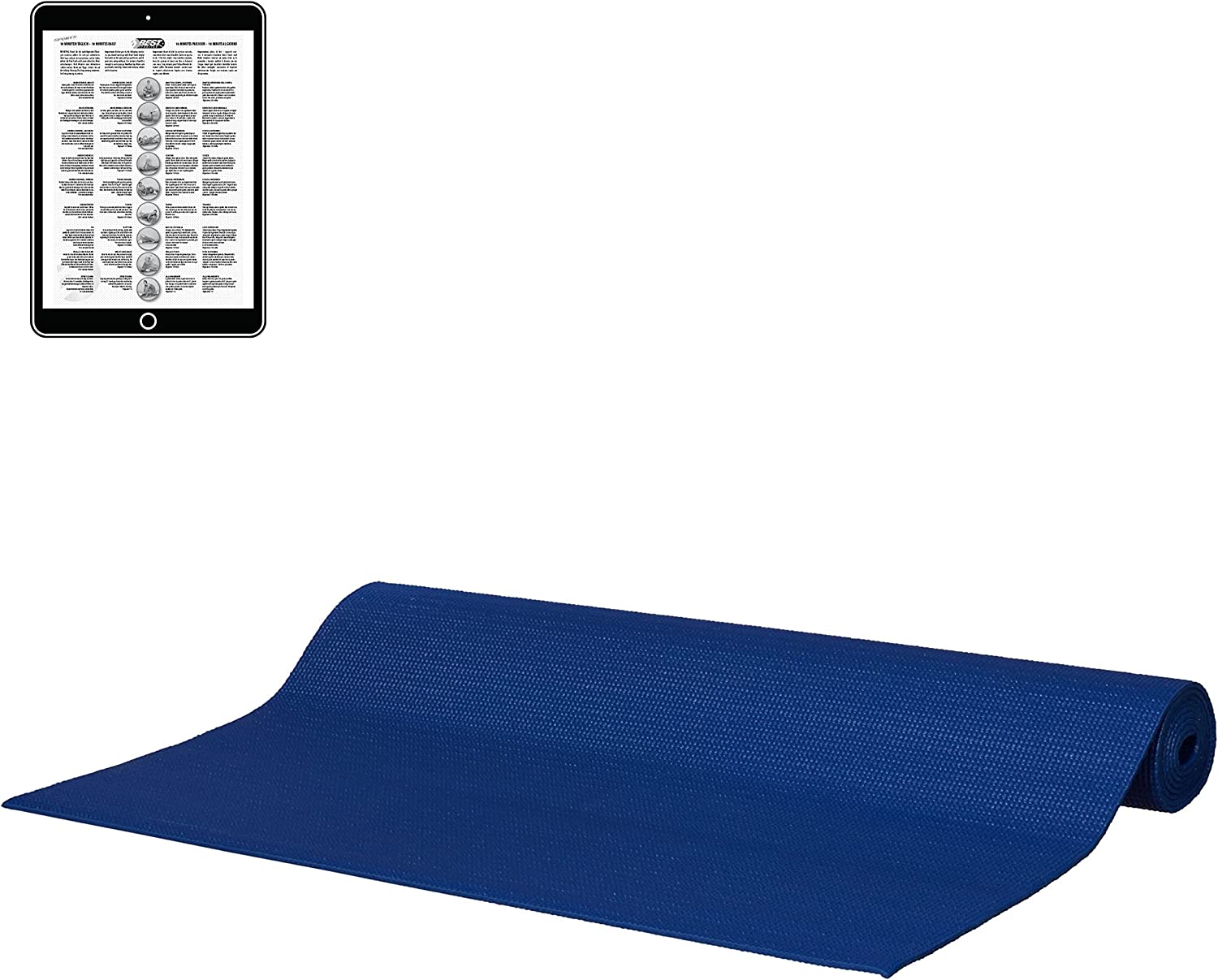 Best Sporting Pilatesmatte kompakt in 173 x 61 x 0,3cm I Yogamatte, ideal f&uuml;r unterwegs I inkl. &Uuml;bungsanleitung I Sportmatte Fitnessmatte rutschfest I Yoga Mat aus schadstoffgepr&uuml;ftem PVC - Bild 1