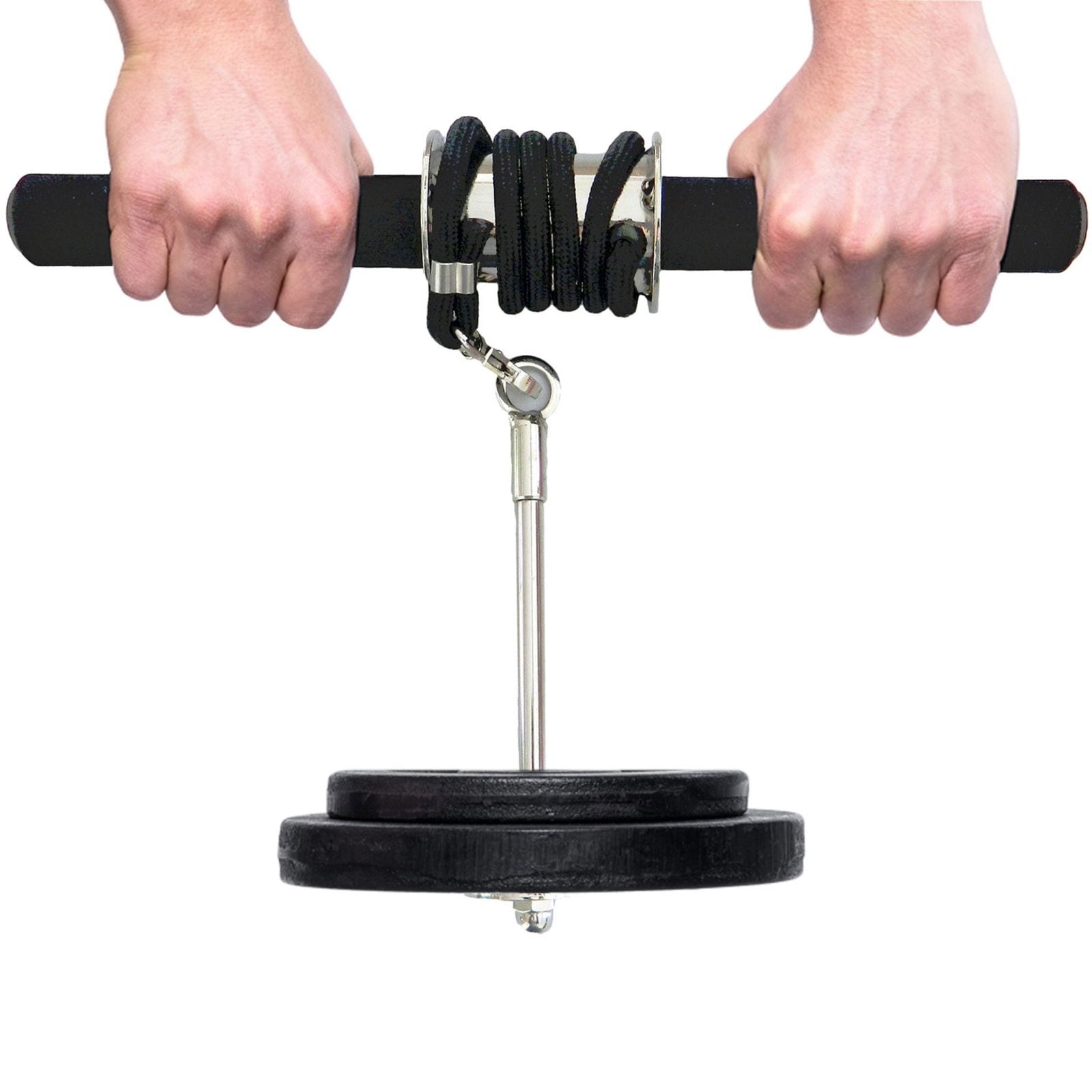 Best Sporting Unterarmtrainer f&uuml;r Hantelscheiben, inklusive &Uuml;bungsanleitung - ohne Gewicht | Wrist Roller als Handgelenk Trainer f&uuml;r individuelles Unterarmtraining mit flexiblen Gewichten - Bild 1