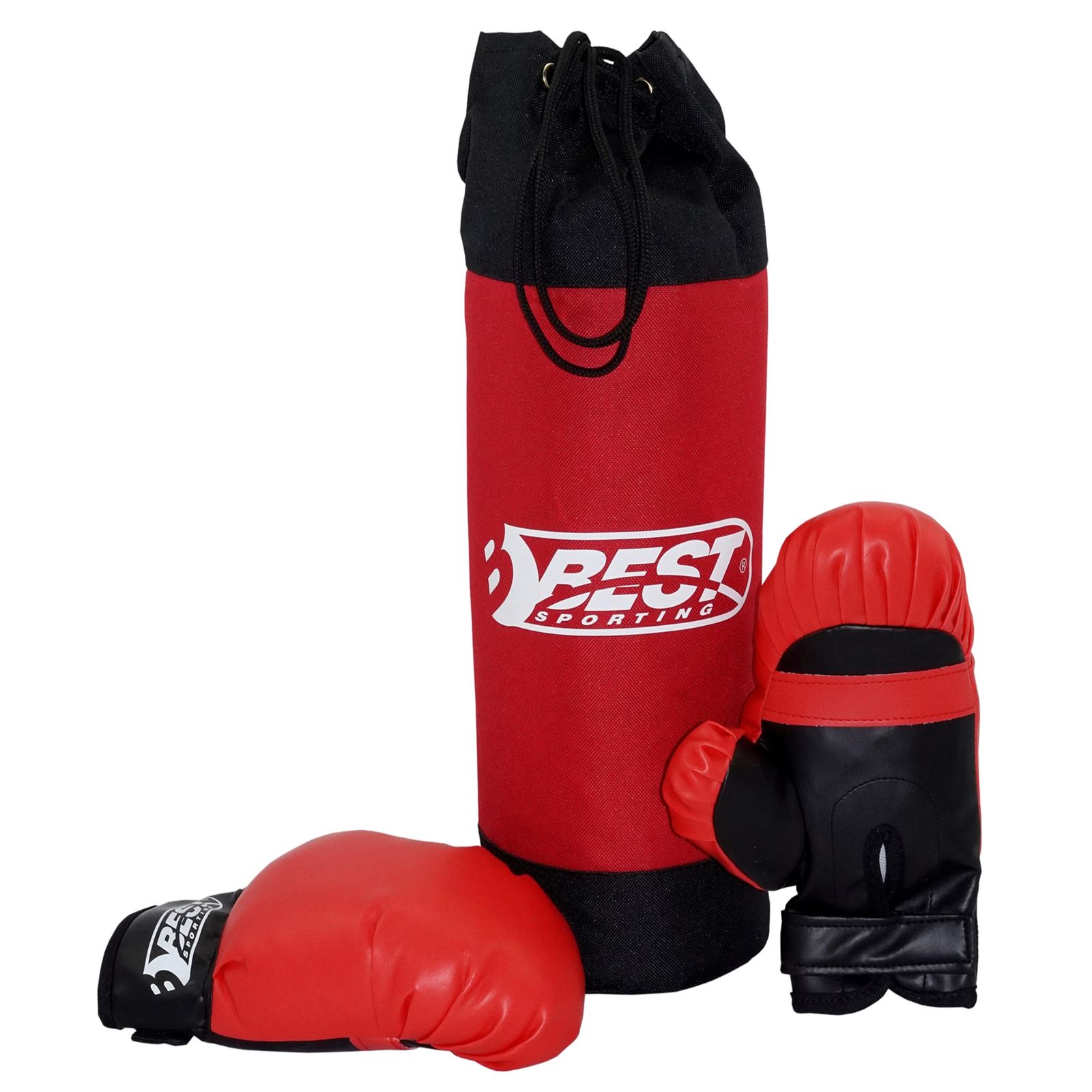 Best Sporting Boxsack und Handschuhe Set f&uuml;r Kinder Rot I Boxhandschuhe 4 oz aus Kunstleder mit Stabiler Polsterung & Klettverschluss I Box Sack 1kg I Boxset mit Sandsack und Gloves - Bild 1