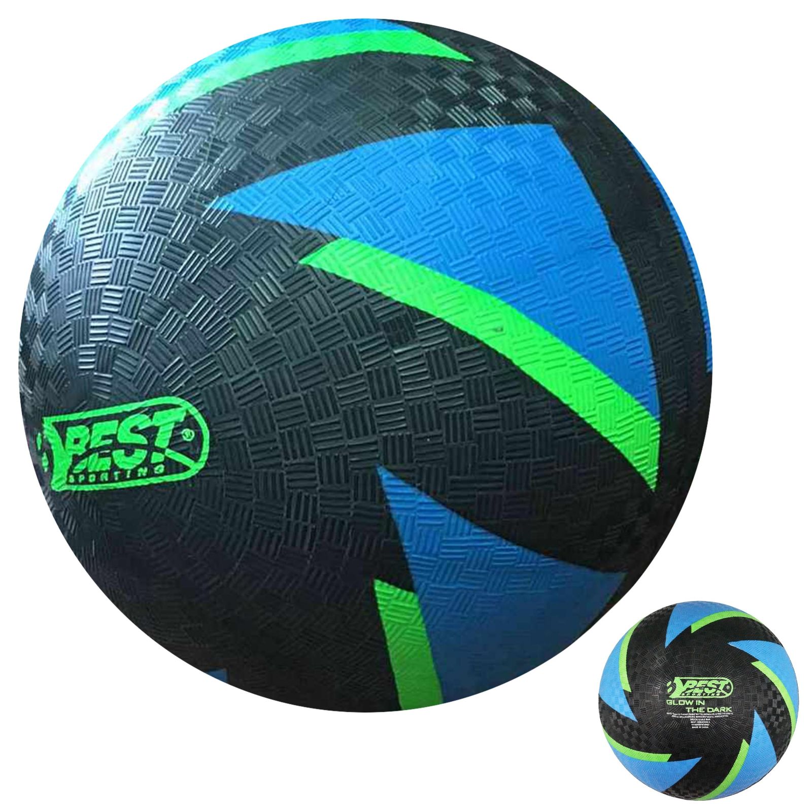 Best Sporting Barfu&szlig; Fu&szlig;ball Glow in The Dark I Leichter Ball Gr&ouml;&szlig;e 5 I schwarz-Blauer Sportball I leuchtender Kickball I Kinder Spielball aus PVC - Bild 1