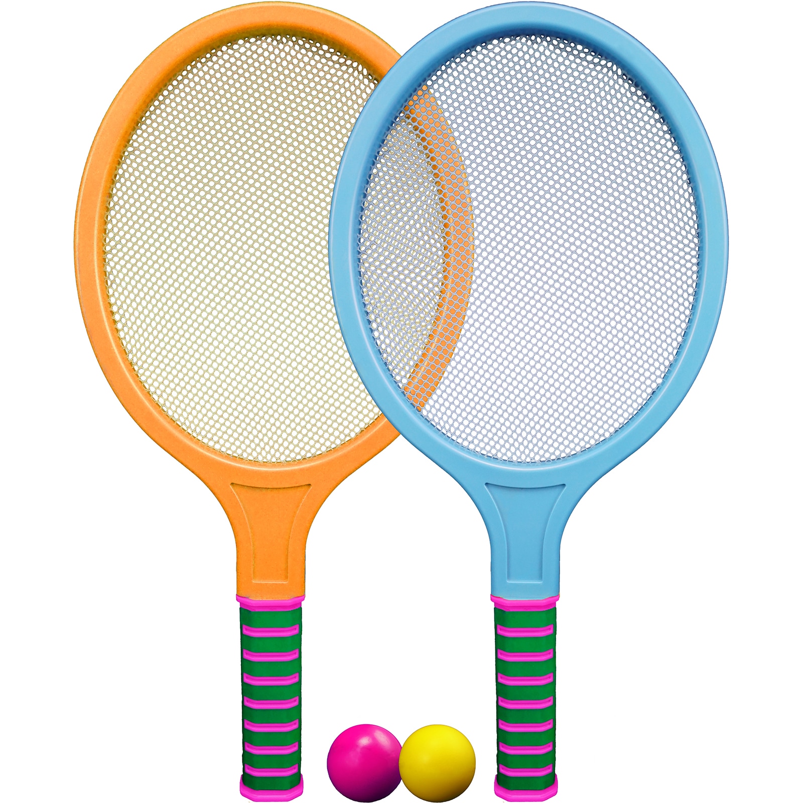 Strandspiel bestehend aus zwei Schl&auml;gern und zwei B&auml;llen, blau/orange - Bild 1