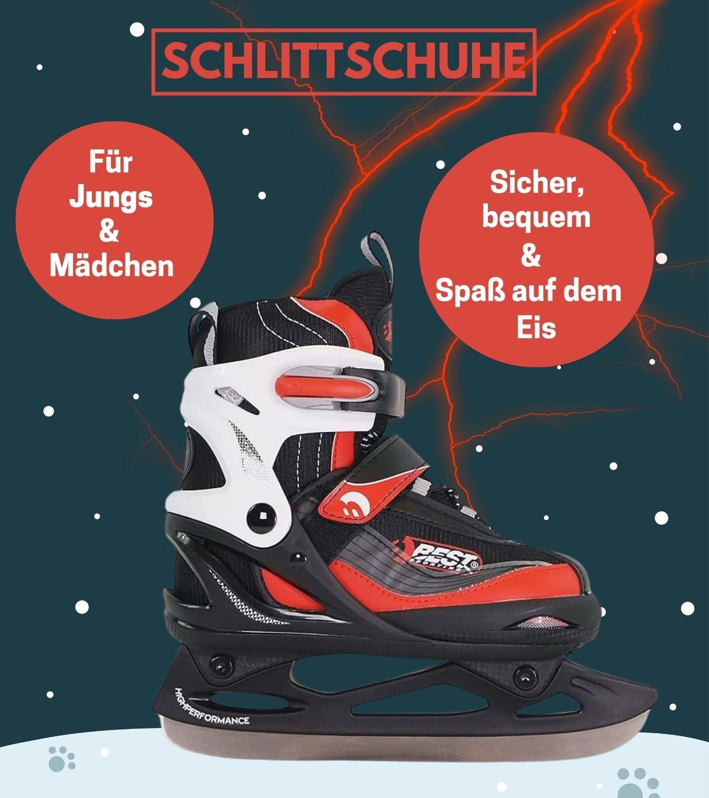 Schlittschuhe schwarz/rot 30-33 | 04009197305000