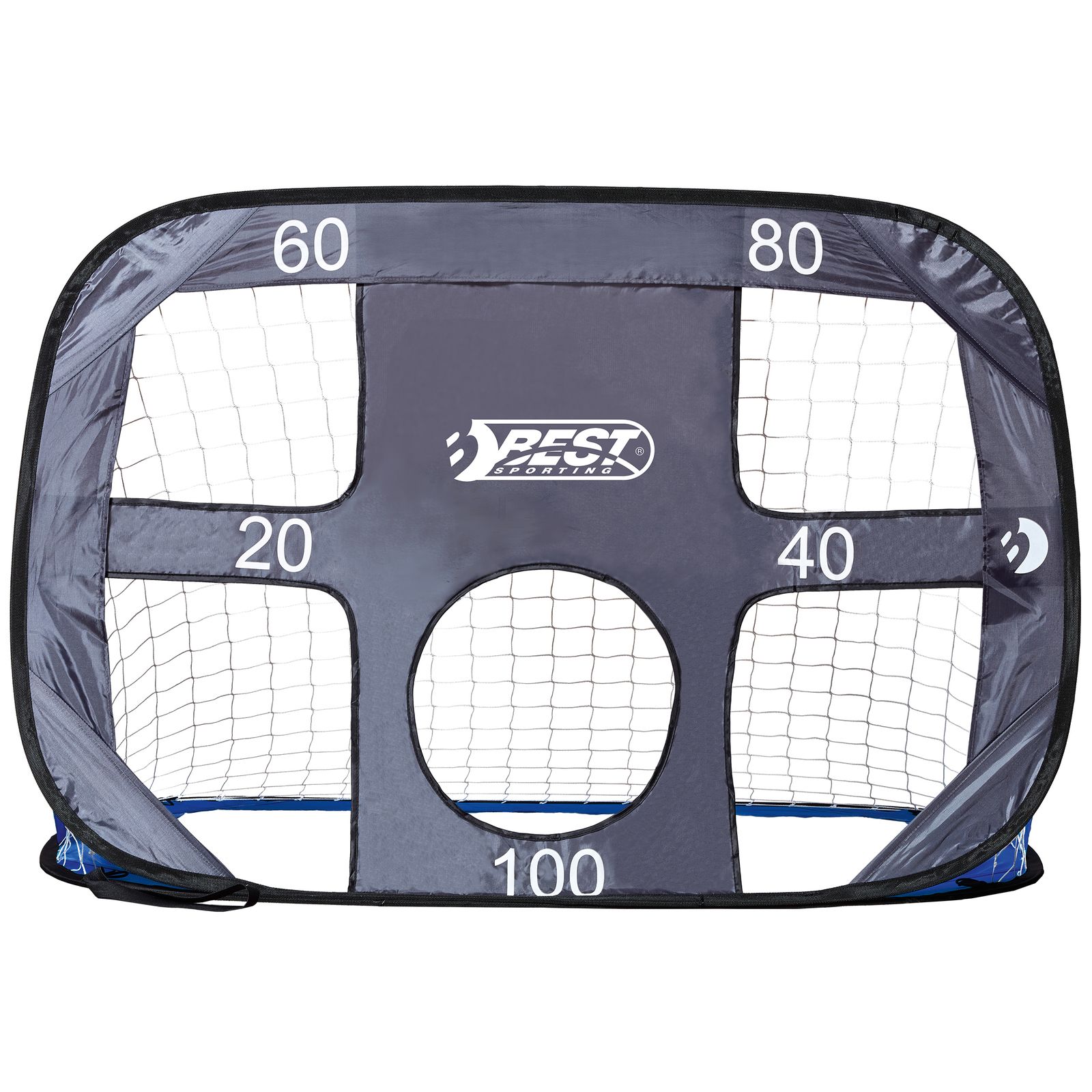 Pop up Tor 2 in 1 mit Tornetz und Torwand, Farbe Blau/Grau - Bild 1